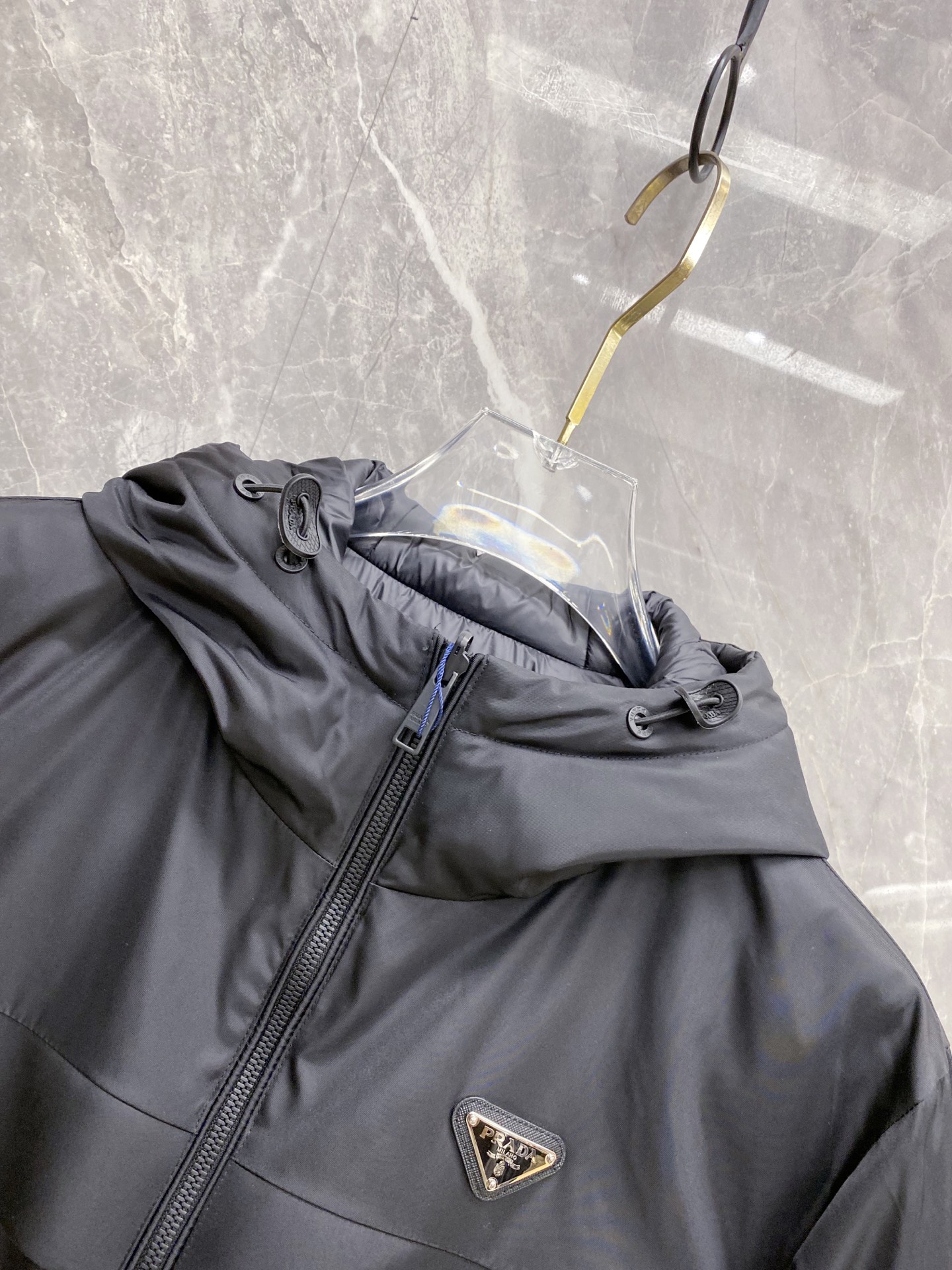 Prada Down Jacket Black Hooded M-54-48-56-50-52