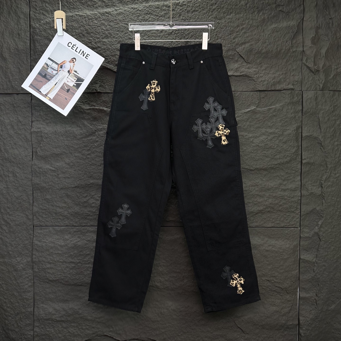 Chrome Hearts Couple Jeans Black Loose Fit