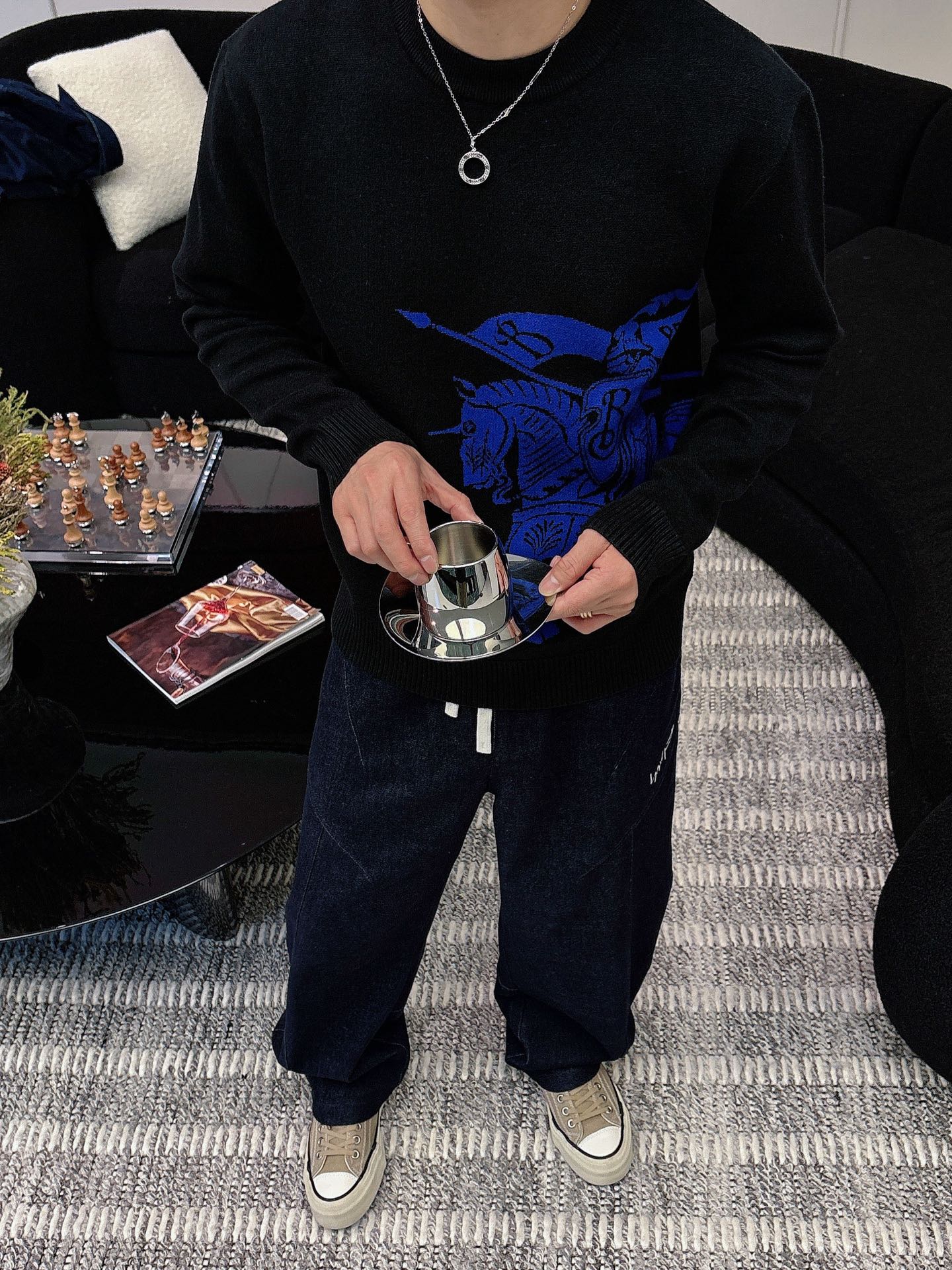 Burberry Male Basic Clothing Wool Loose Fit M-xl