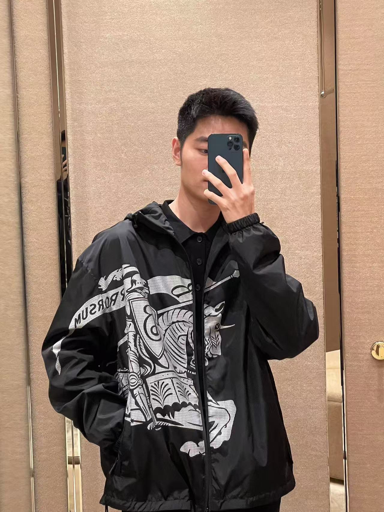 Burberry Jacket Black Hooded S-m-xl