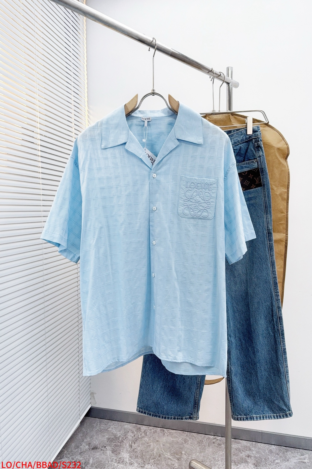 Loewe Male Shirt Cotton Blue S-m-l-xl