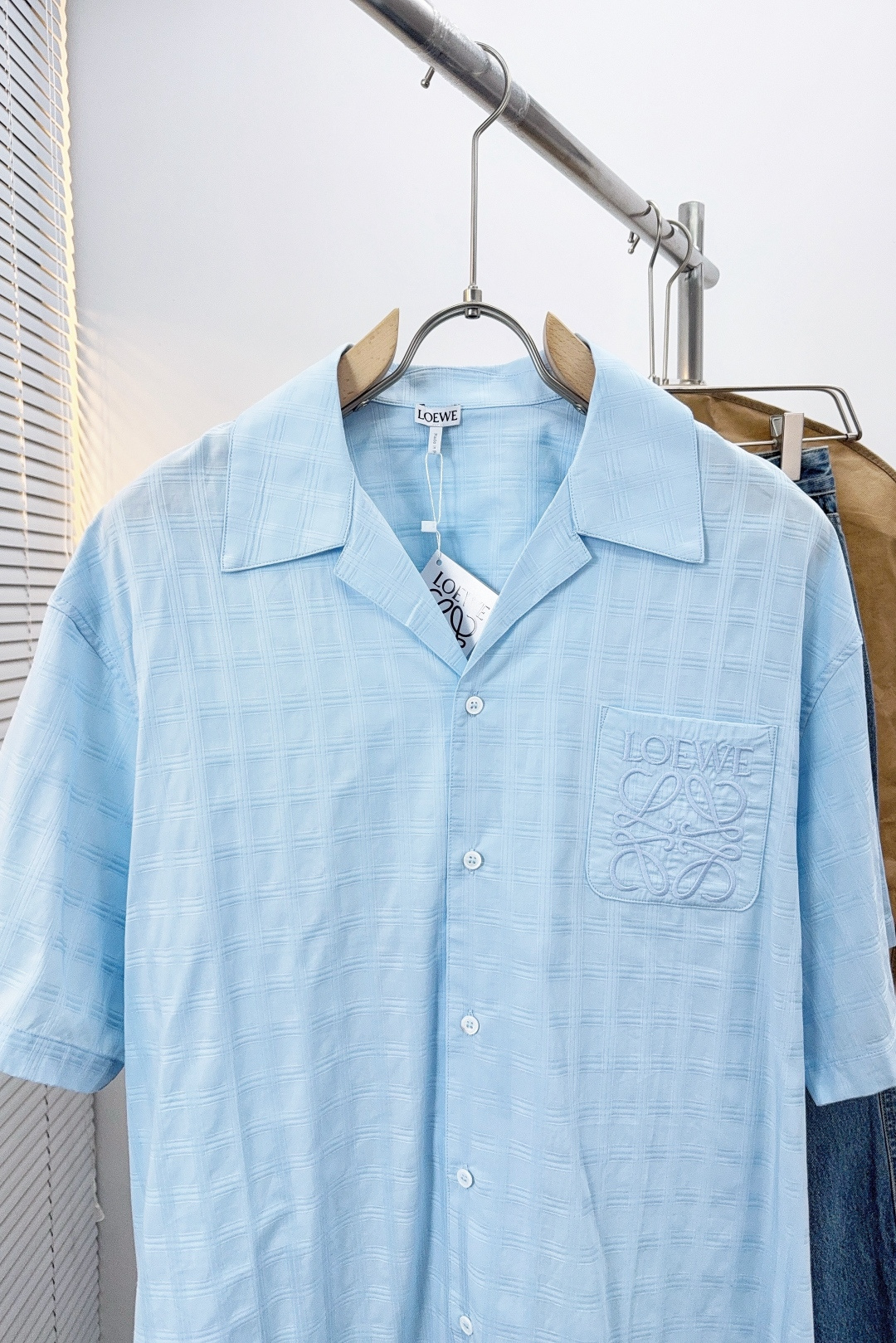 Loewe Male Shirt Cotton Blue S-m-l-xl