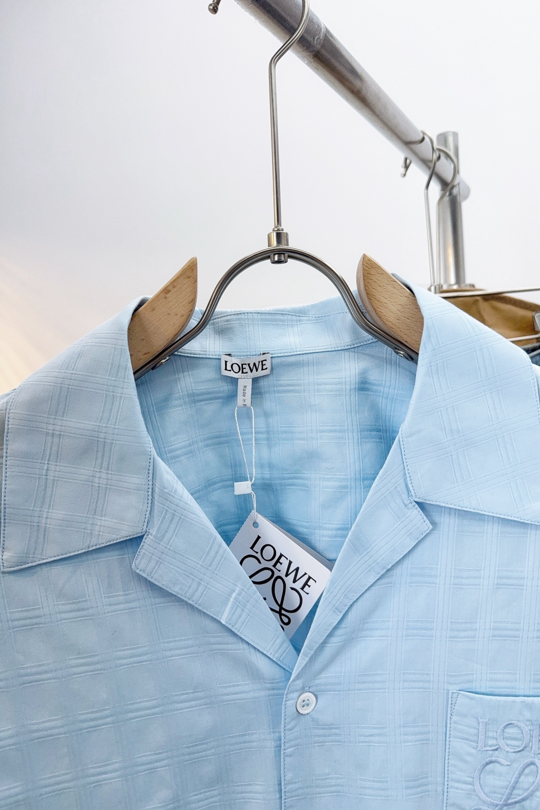 Loewe Male Shirt Cotton Blue S-m-l-xl