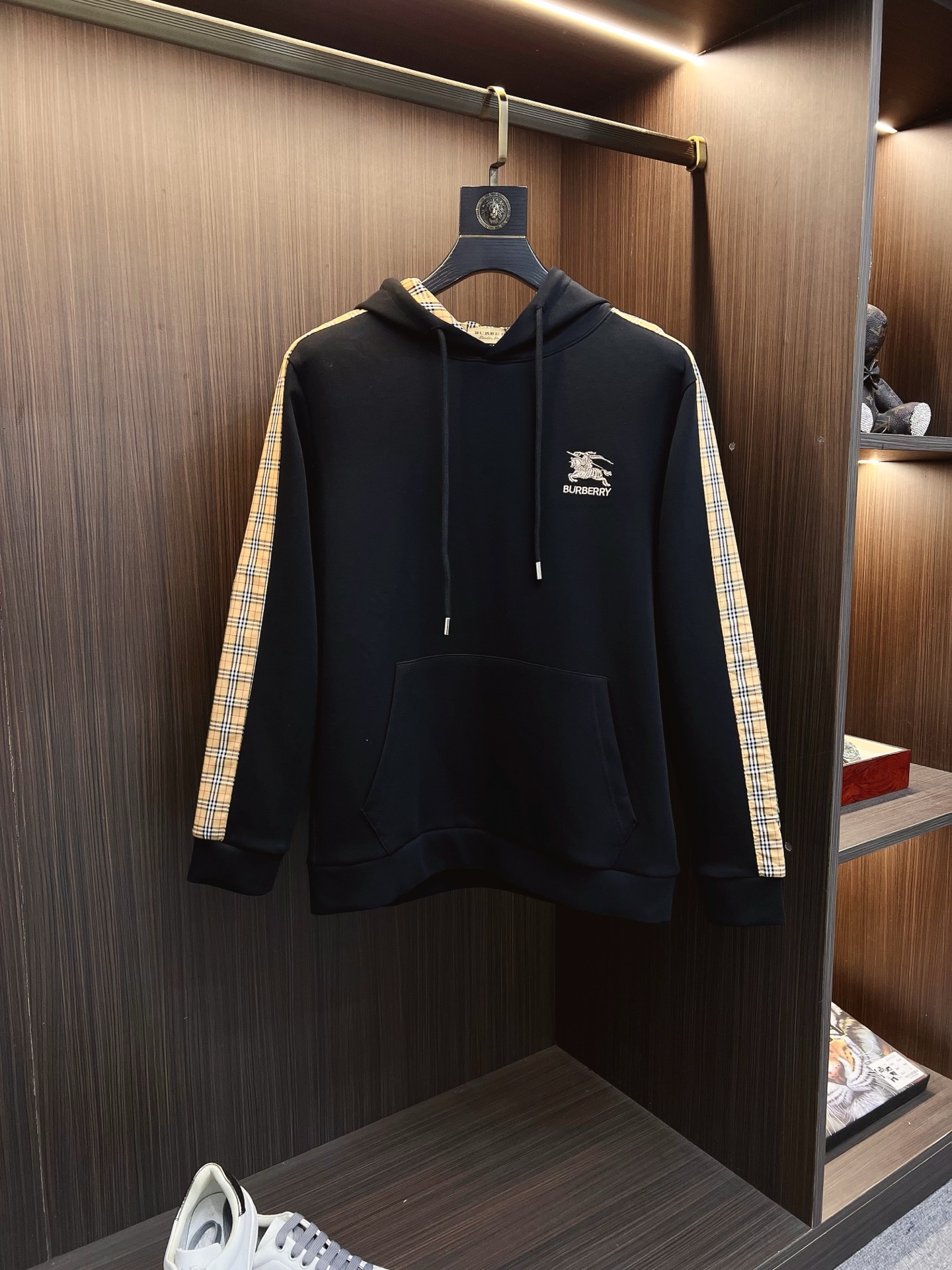 Moncler Male Hoodie Cotton Black Hooded S-m-l-xl