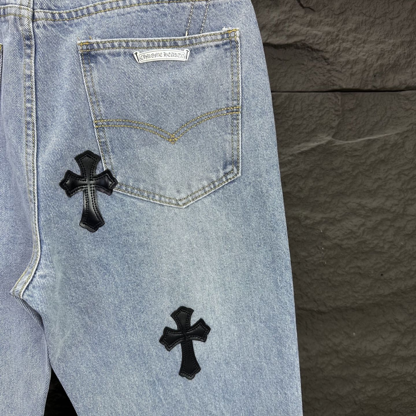 Chrome Hearts Couple Jeans Black Loose Fit