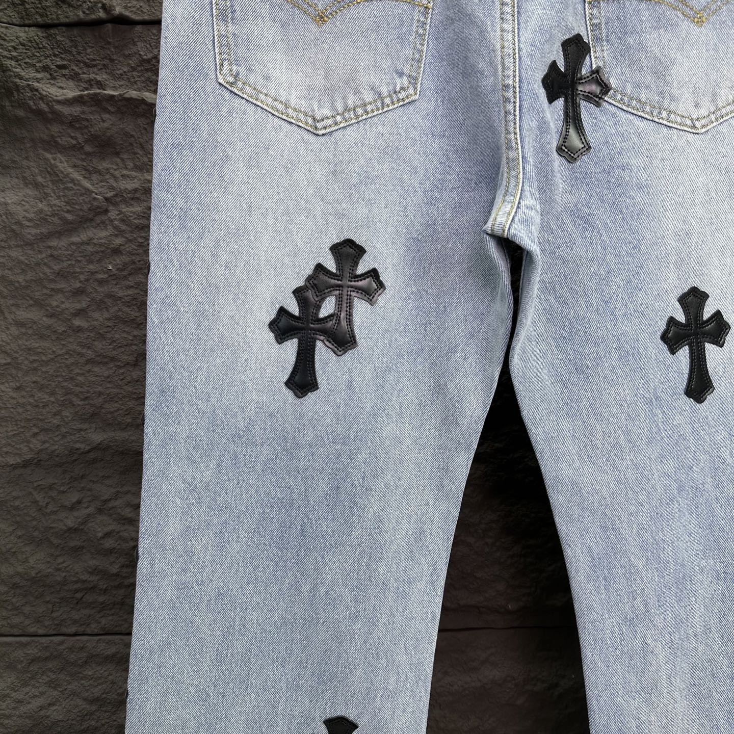 Chrome Hearts Couple Jeans Black Loose Fit