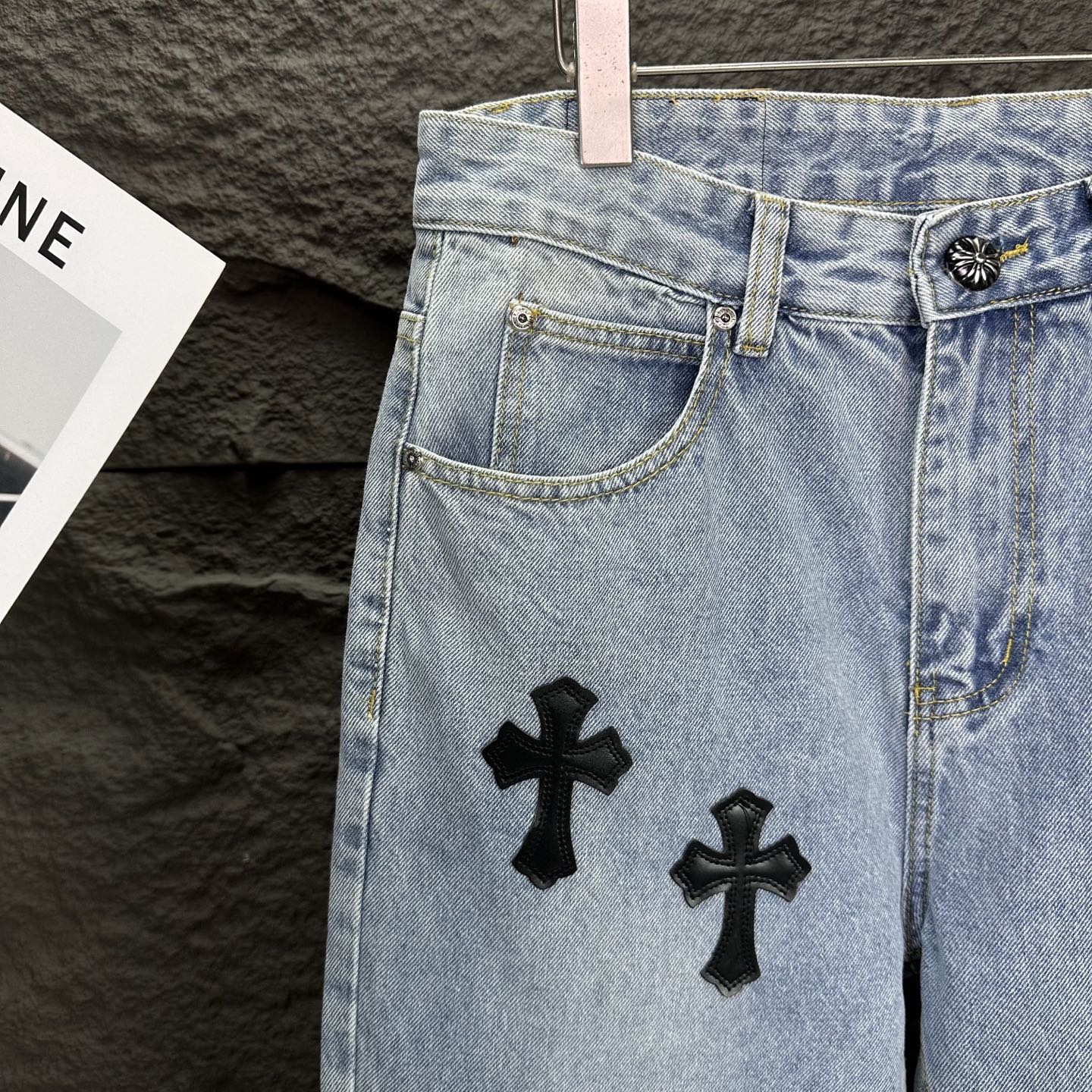 Chrome Hearts Couple Jeans Black Loose Fit