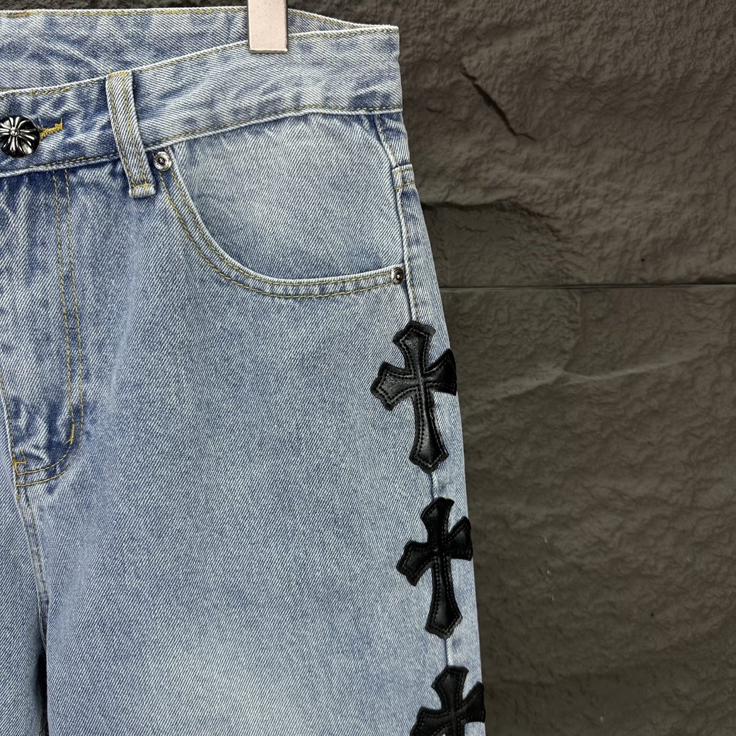 Chrome Hearts Couple Jeans Black Loose Fit