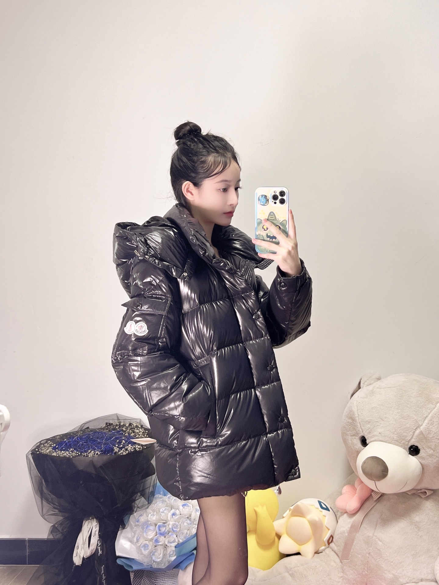 Moncler Down Jacket White Duck Down Black M-l-xl