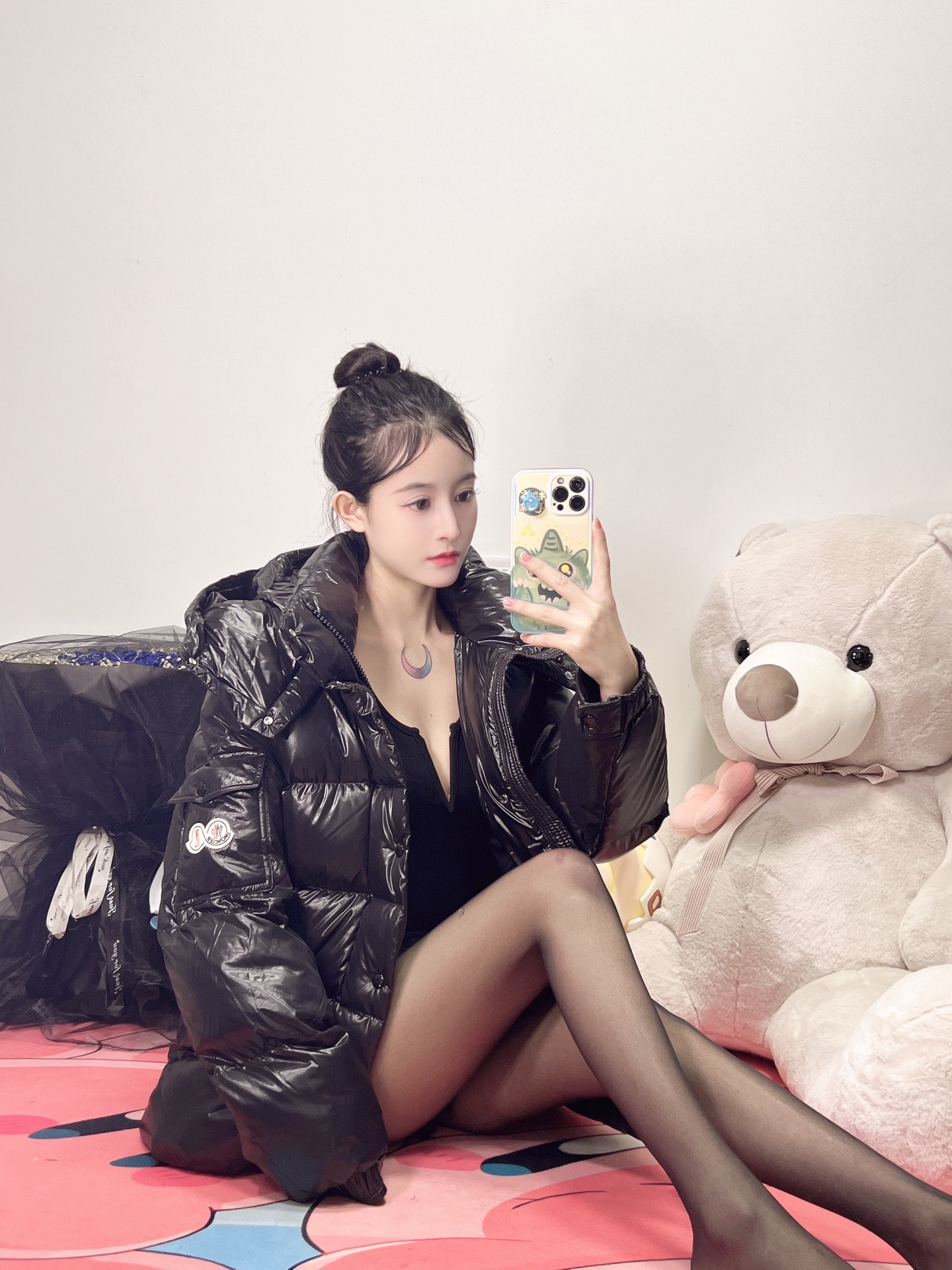 Moncler Down Jacket White Duck Down Black M-l-xl