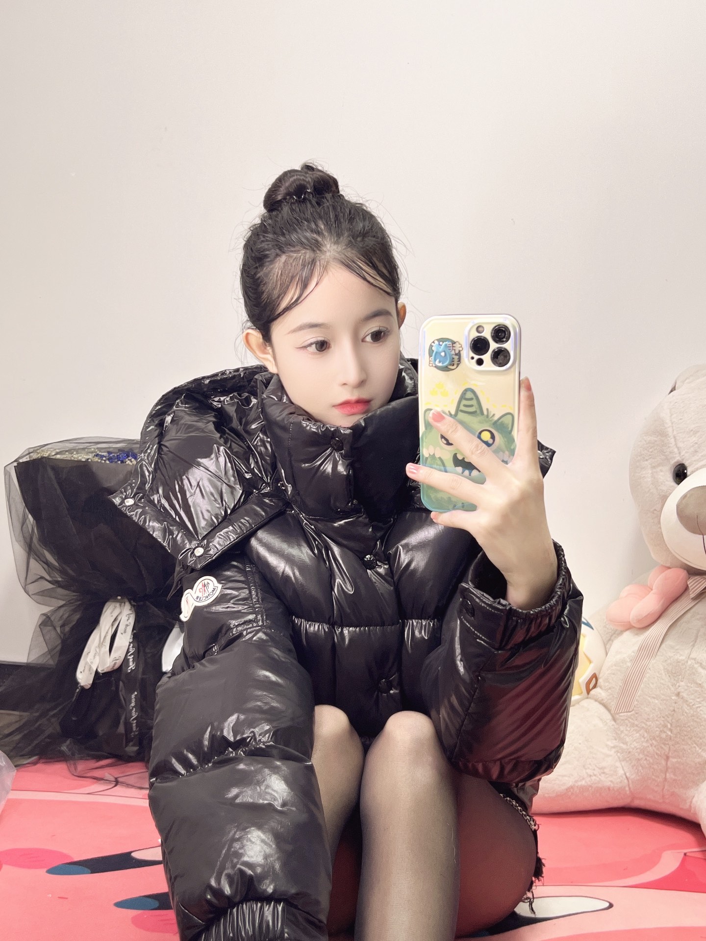 Moncler Down Jacket White Duck Down Black M-l-xl