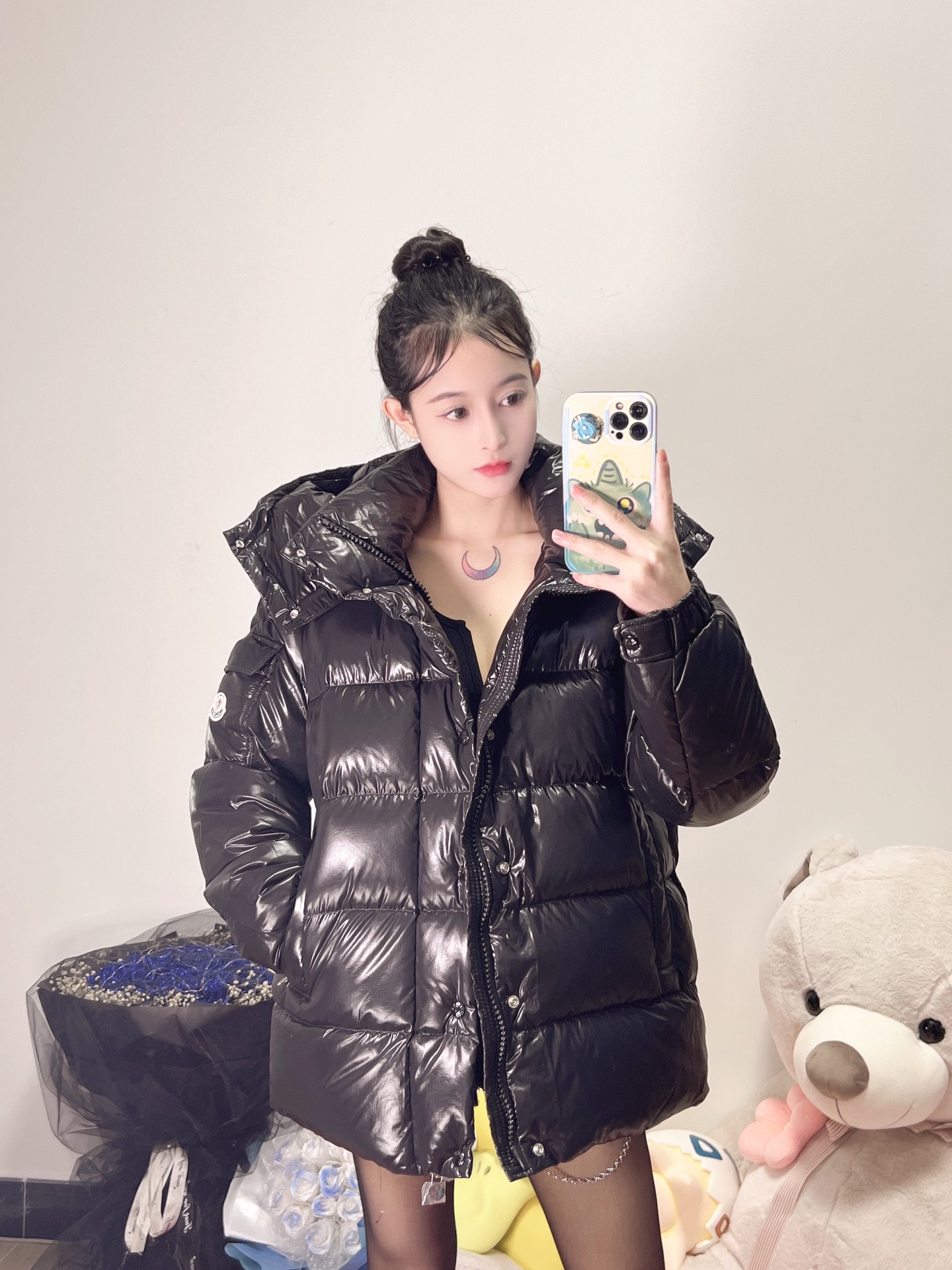 Moncler Down Jacket White Duck Down Black M-l-xl
