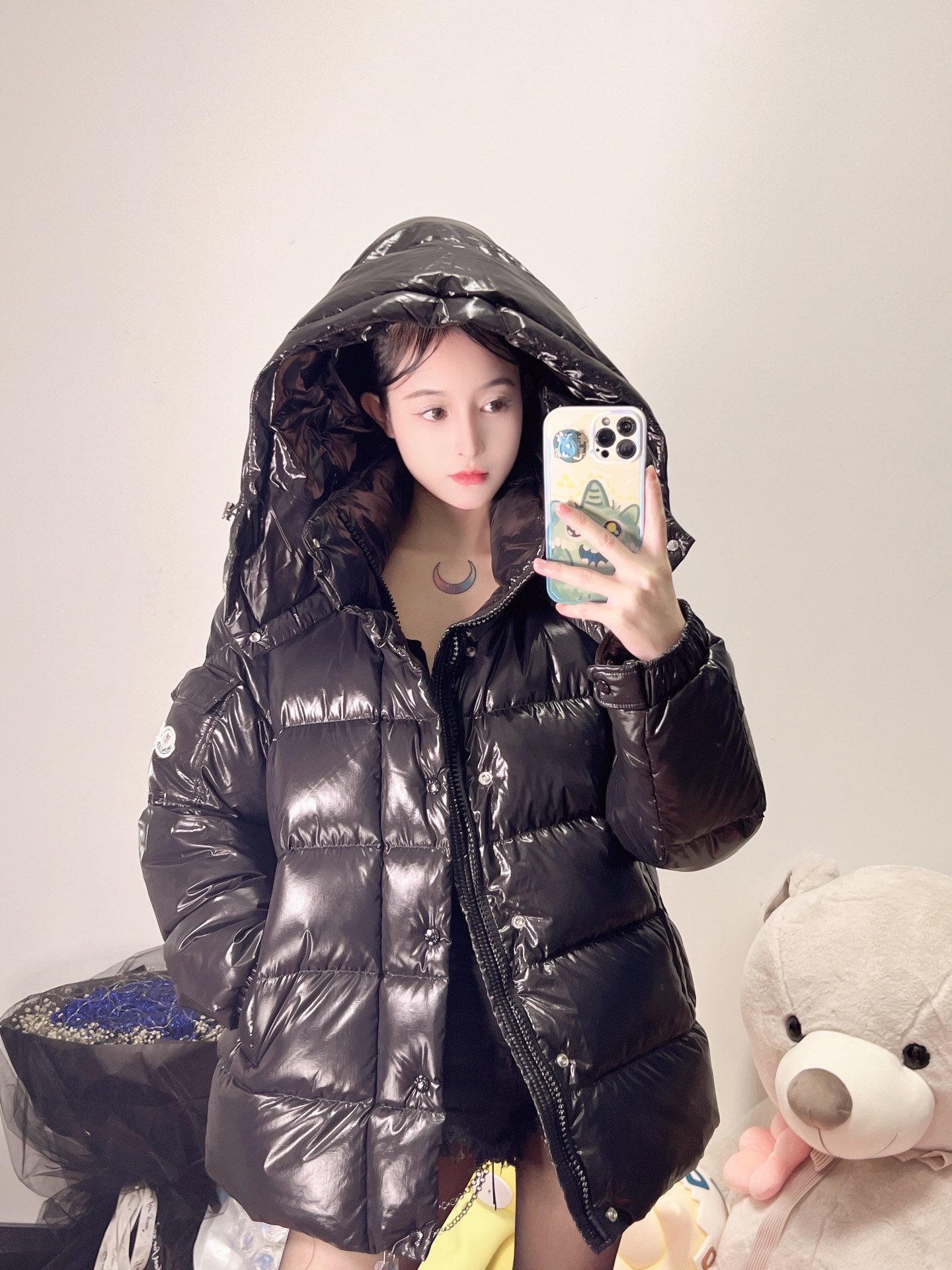 Moncler Down Jacket White Duck Down Black M-l-xl