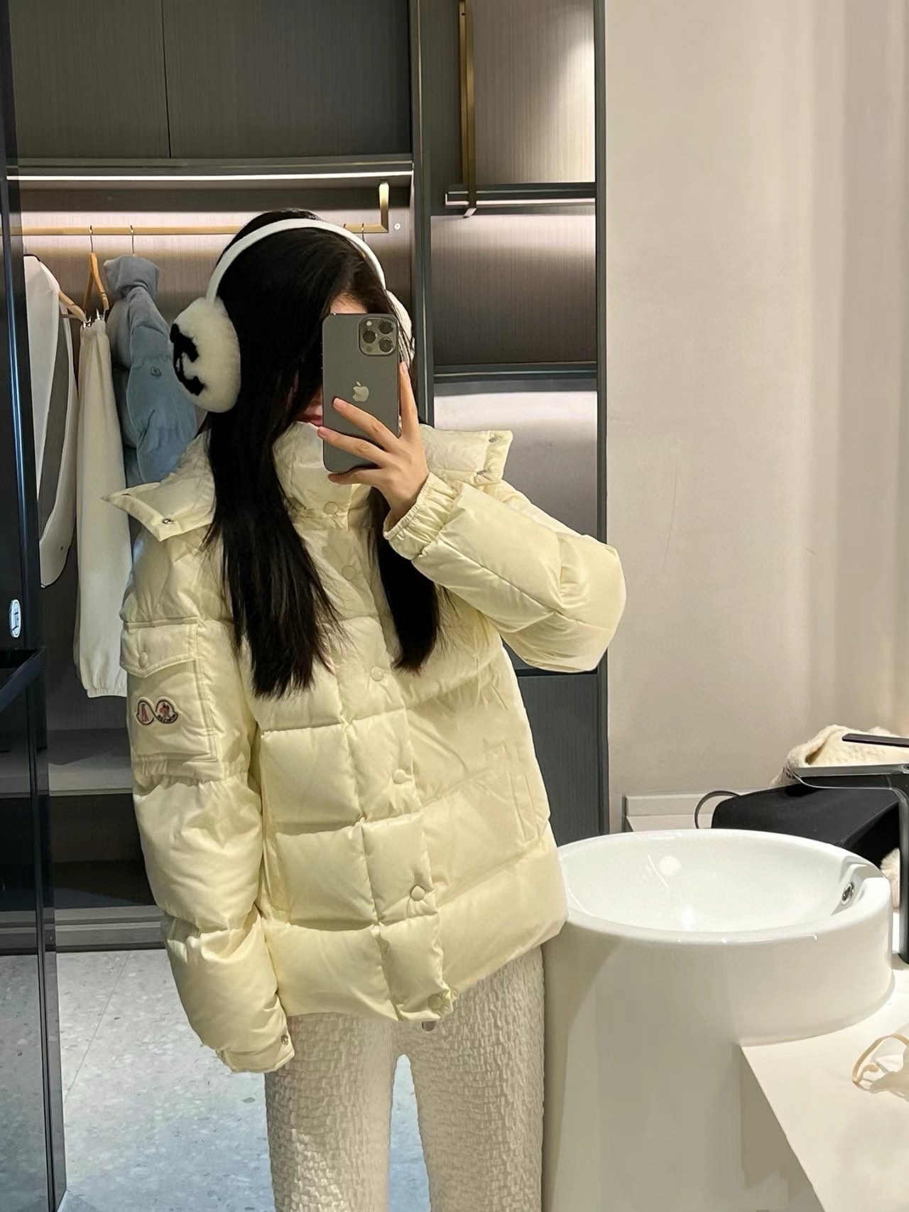 Moncler Down Jacket White Duck Down Black M-l-xl