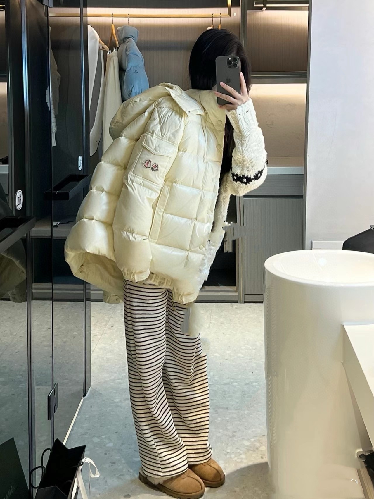 Moncler Down Jacket White Duck Down Black M-l-xl
