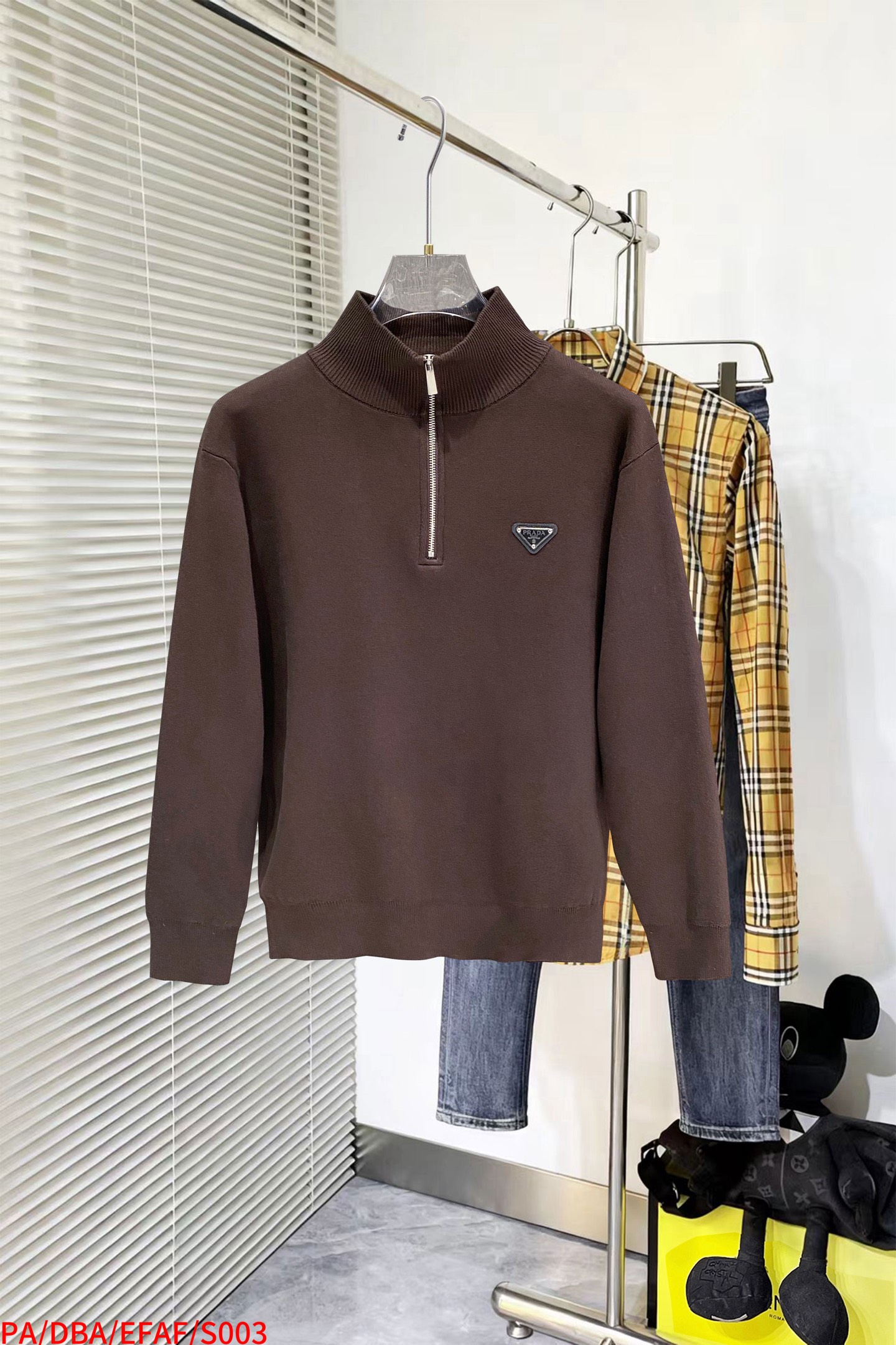 Prada Couple Basic Clothing Wool Black Slim Fit S-m-xl