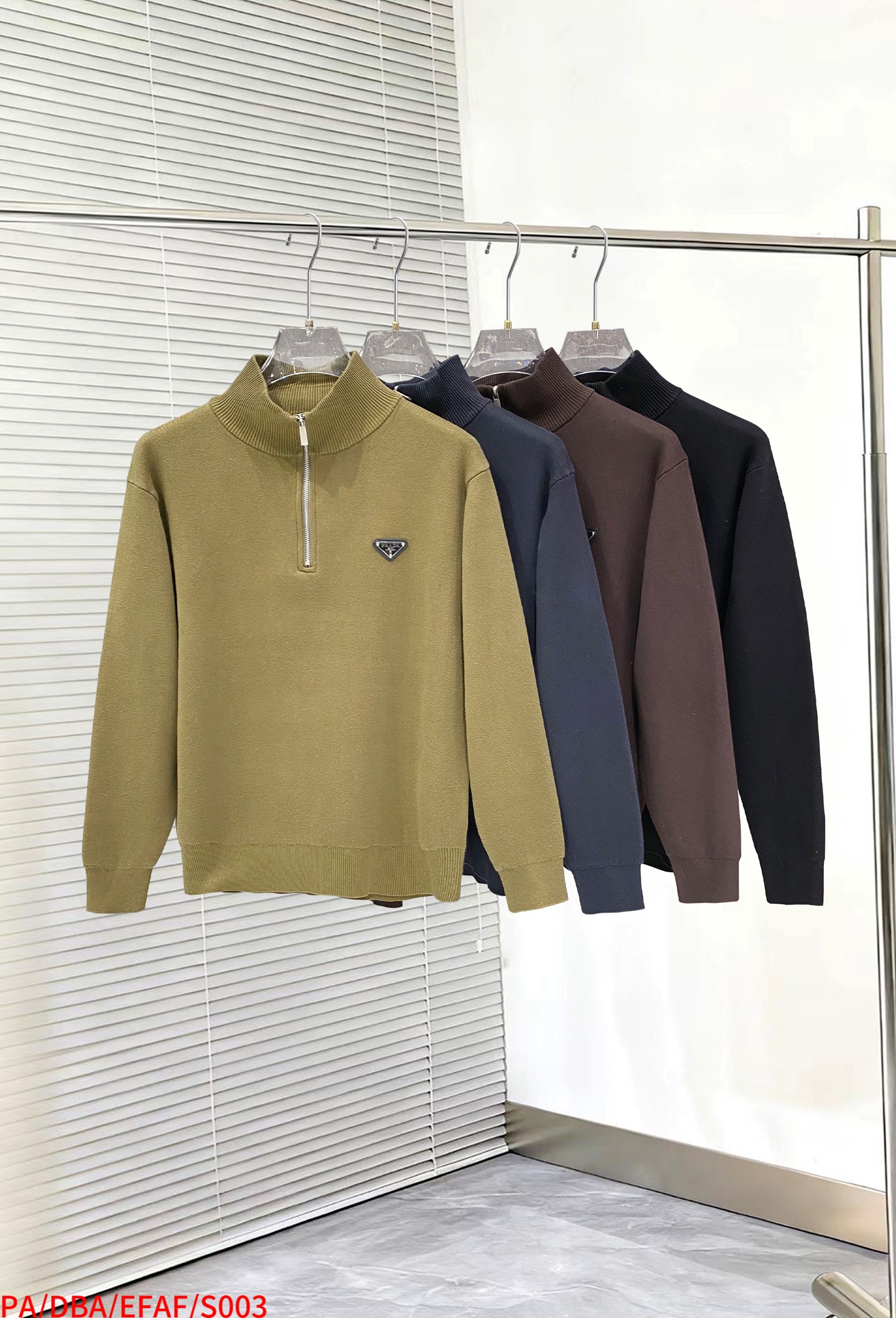 Prada Couple Basic Clothing Wool Black Slim Fit S-m-xl