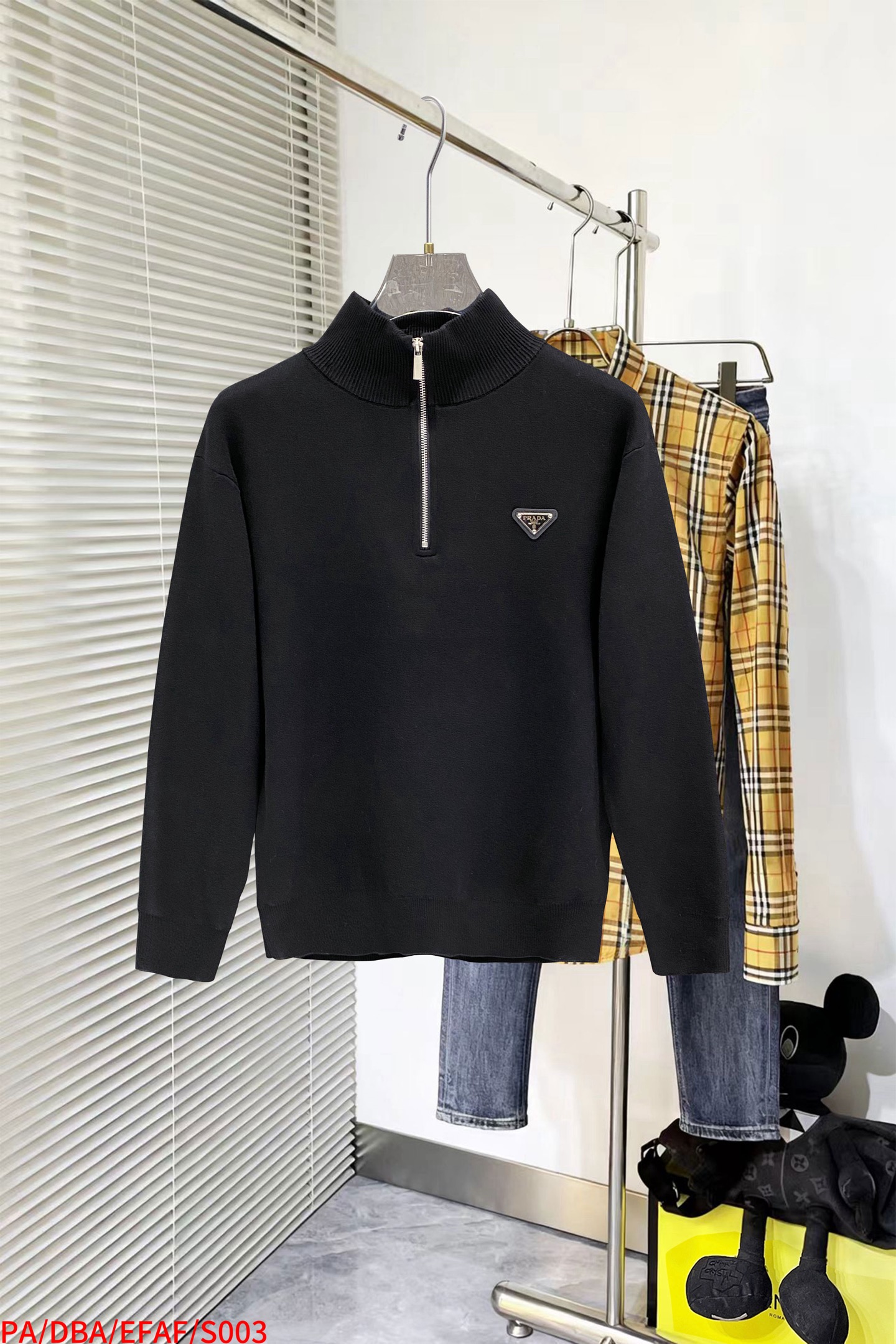 Prada Couple Basic Clothing Wool Black Slim Fit S-m-xl