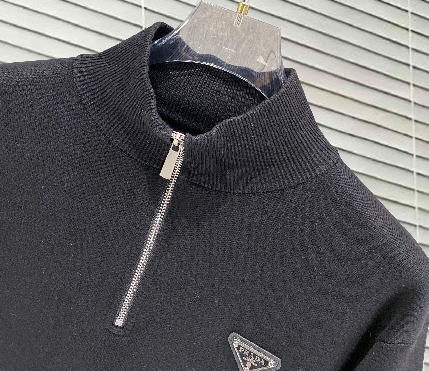 Prada Couple Basic Clothing Wool Black Slim Fit S-m-xl