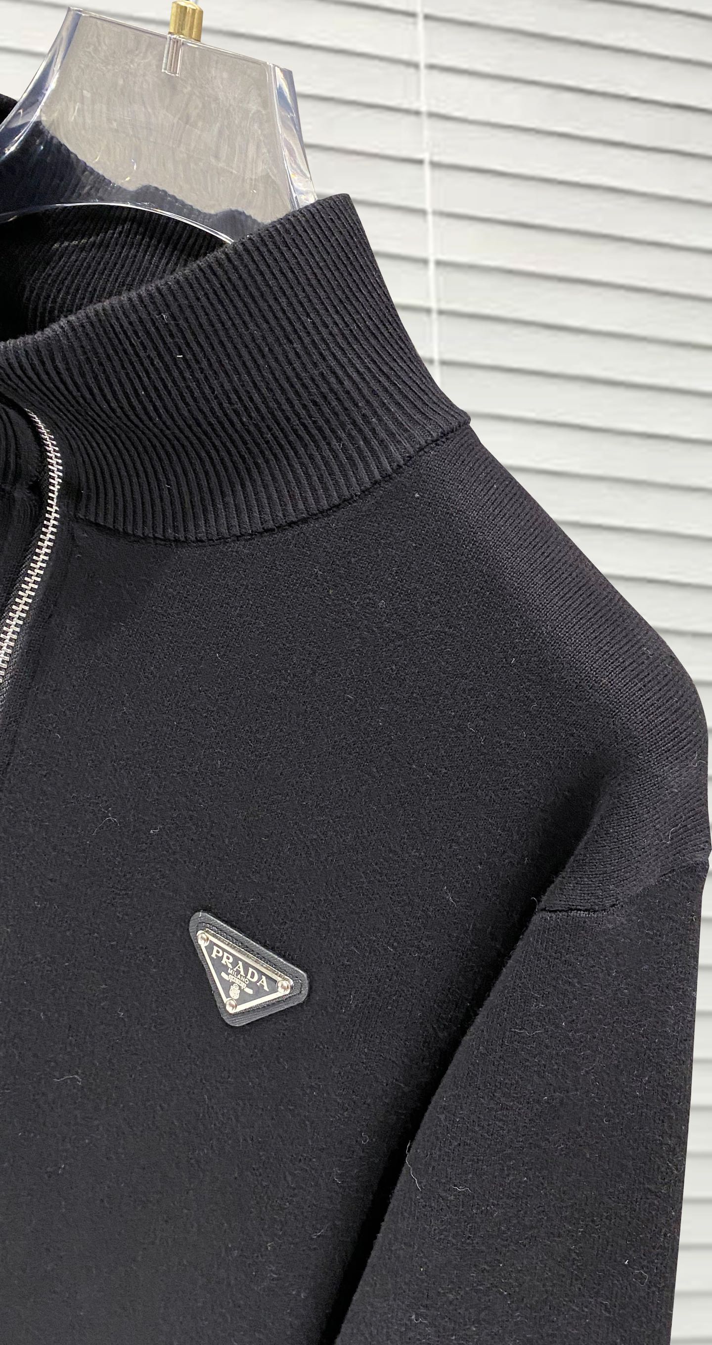 Prada Couple Basic Clothing Wool Black Slim Fit S-m-xl