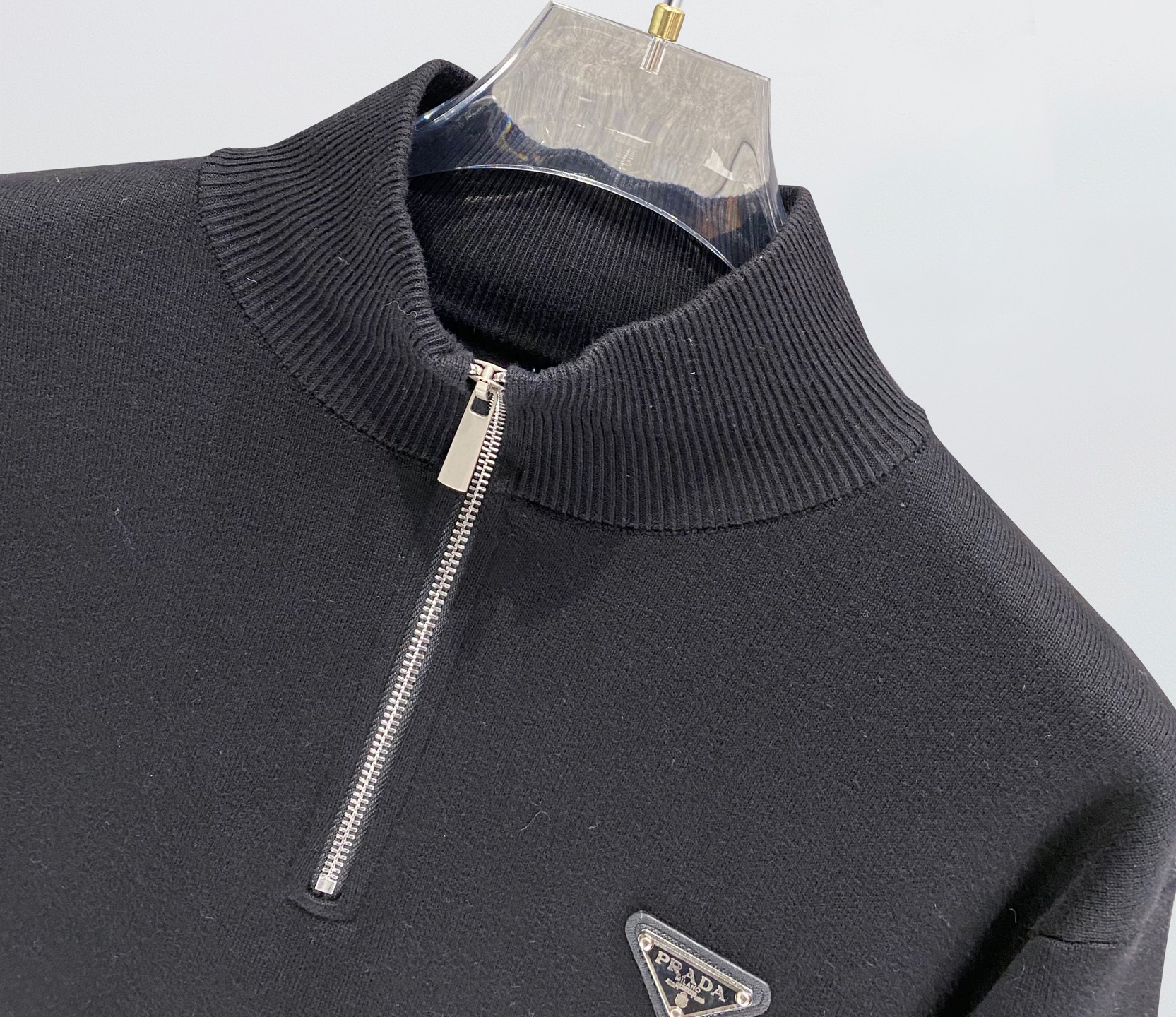 Prada Couple Basic Clothing Wool Black Slim Fit S-m-xl