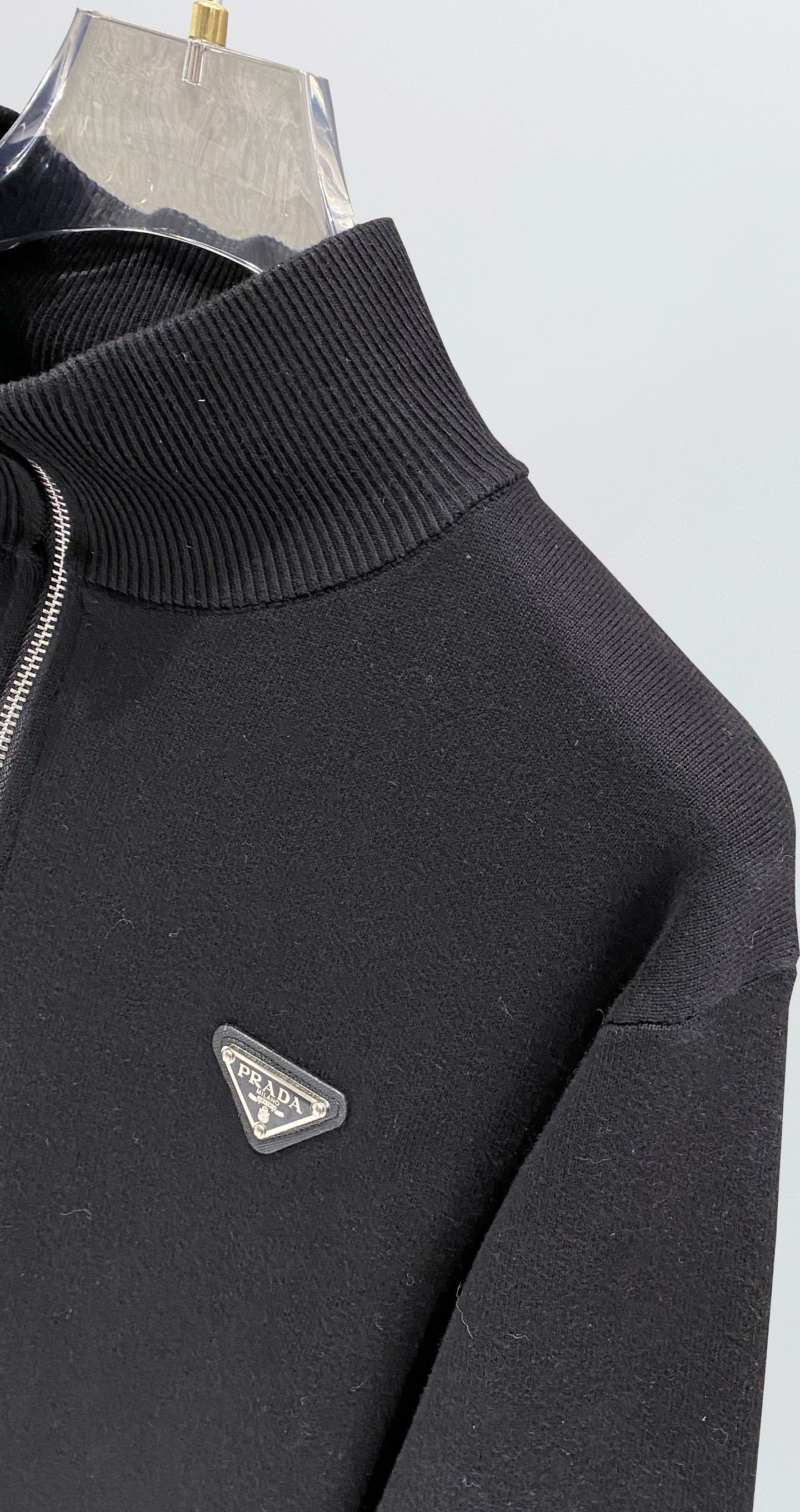 Prada Couple Basic Clothing Wool Black Slim Fit S-m-xl
