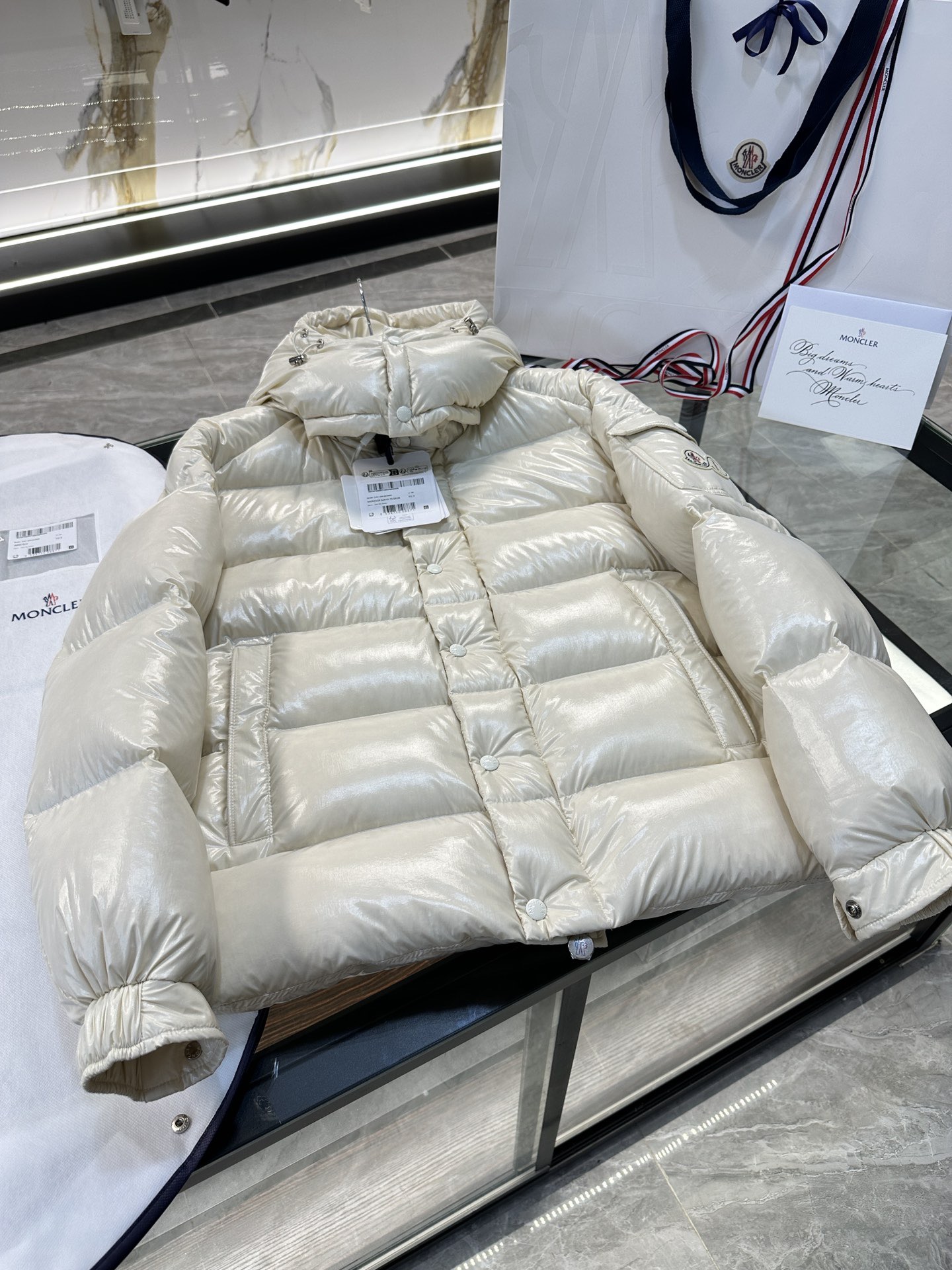 Moncler Down Jacket White Duck Down Black M-l-xl