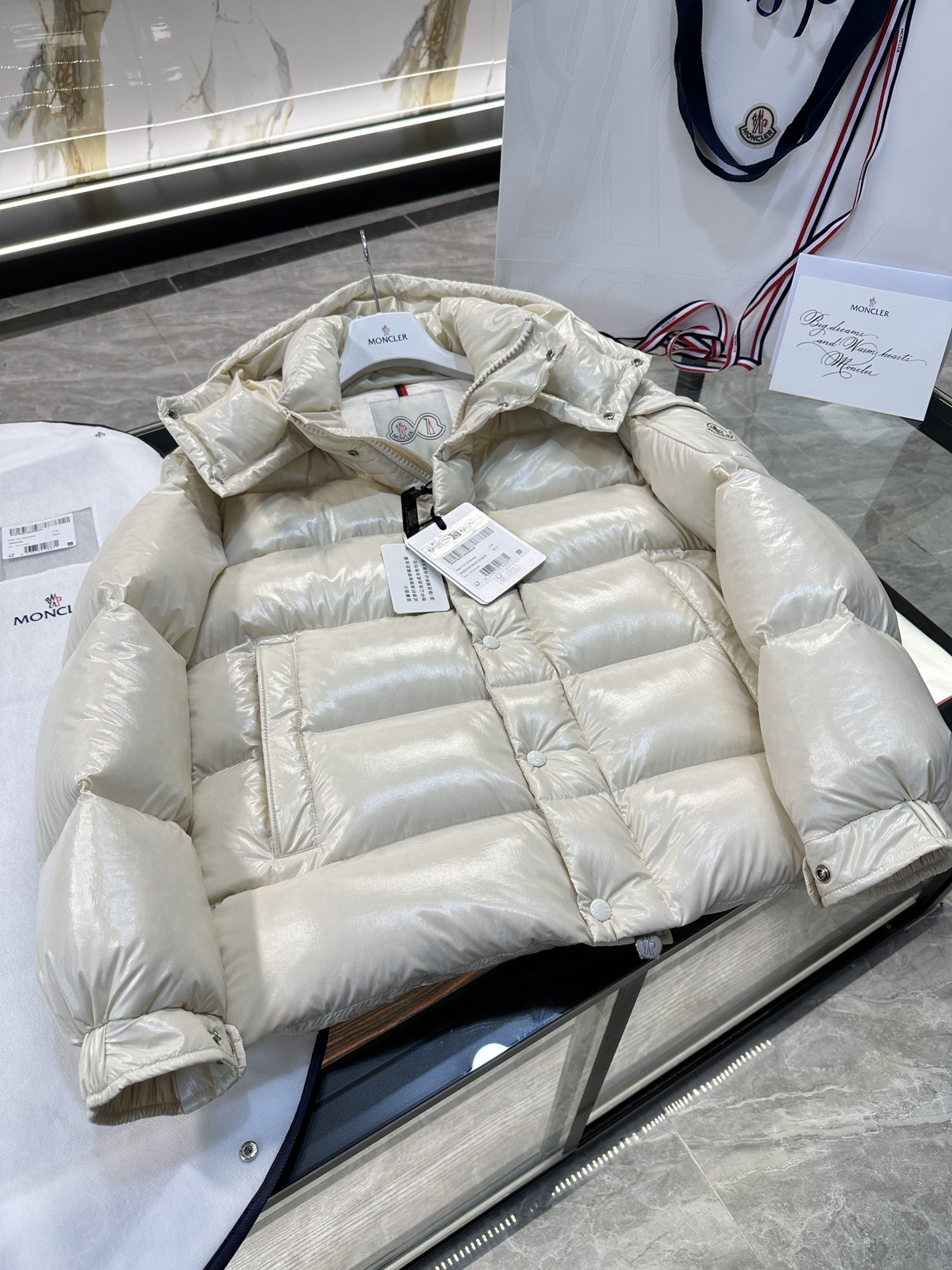Moncler Down Jacket White Duck Down Black M-l-xl