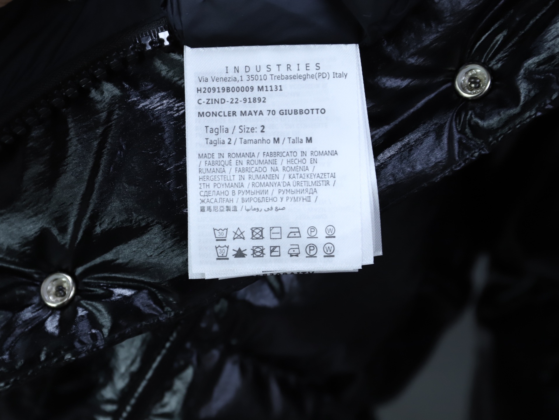 Moncler Down Jacket White Duck Down Black M-l-xl