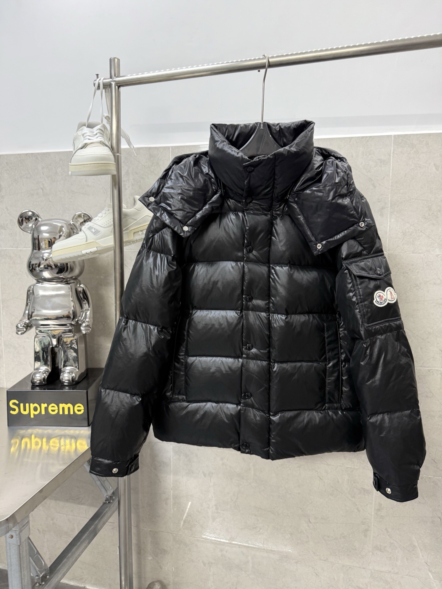 Moncler Down Jacket White Duck Down Black M-l-xl