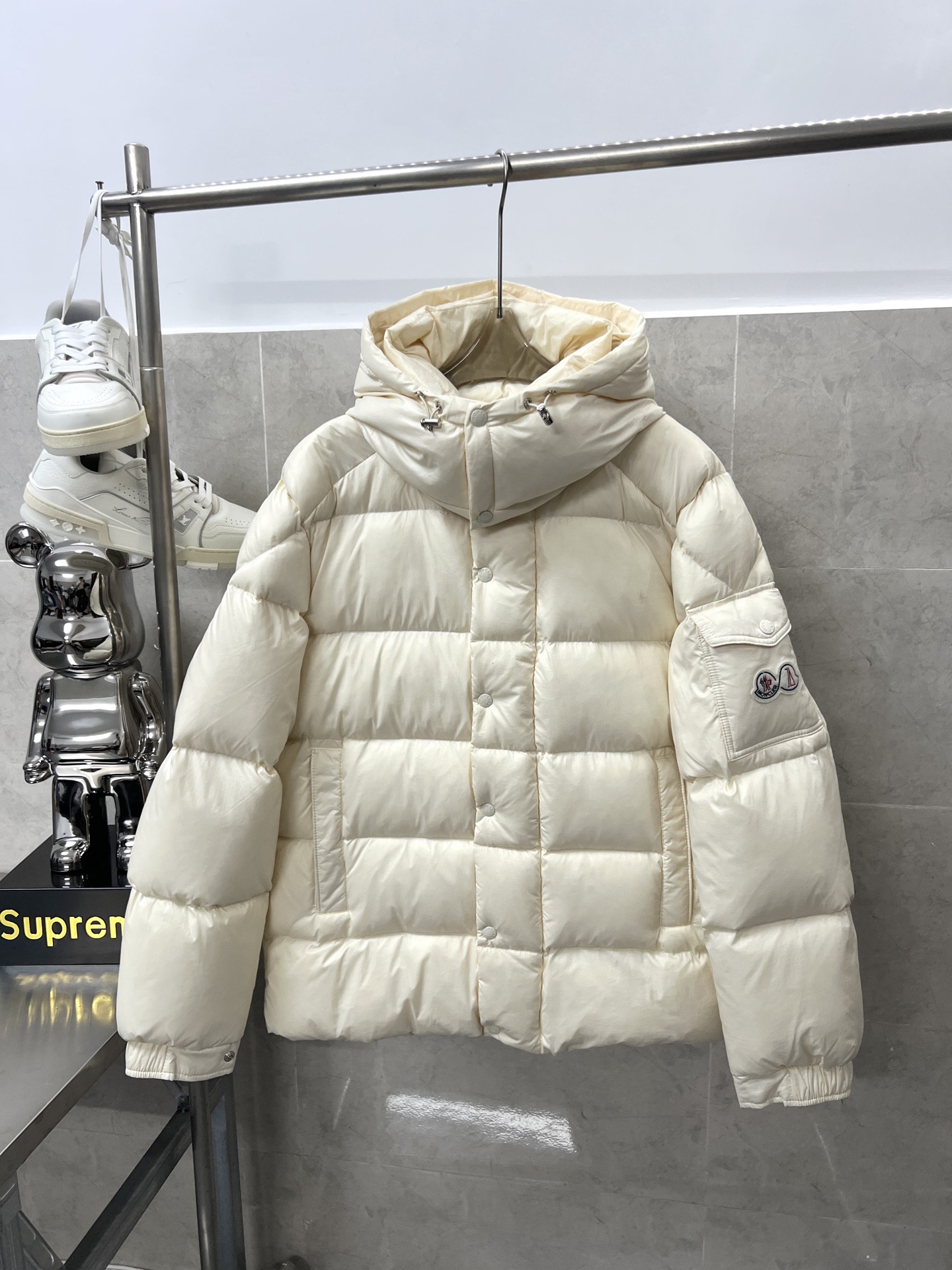 Moncler Down Jacket White Duck Down Black M-l-xl
