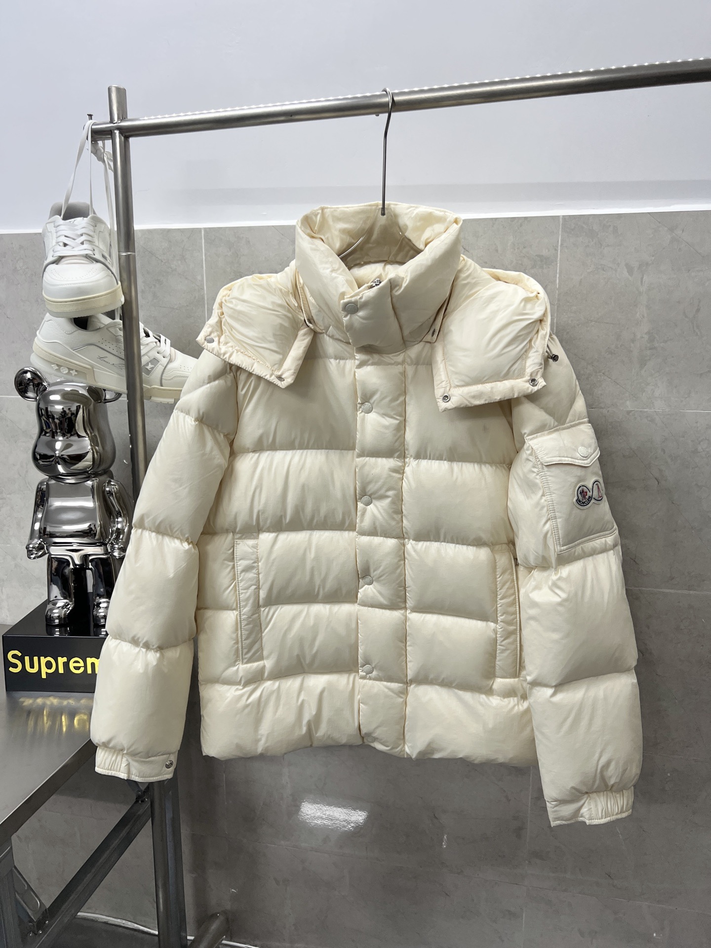 Moncler Down Jacket White Duck Down Black M-l-xl