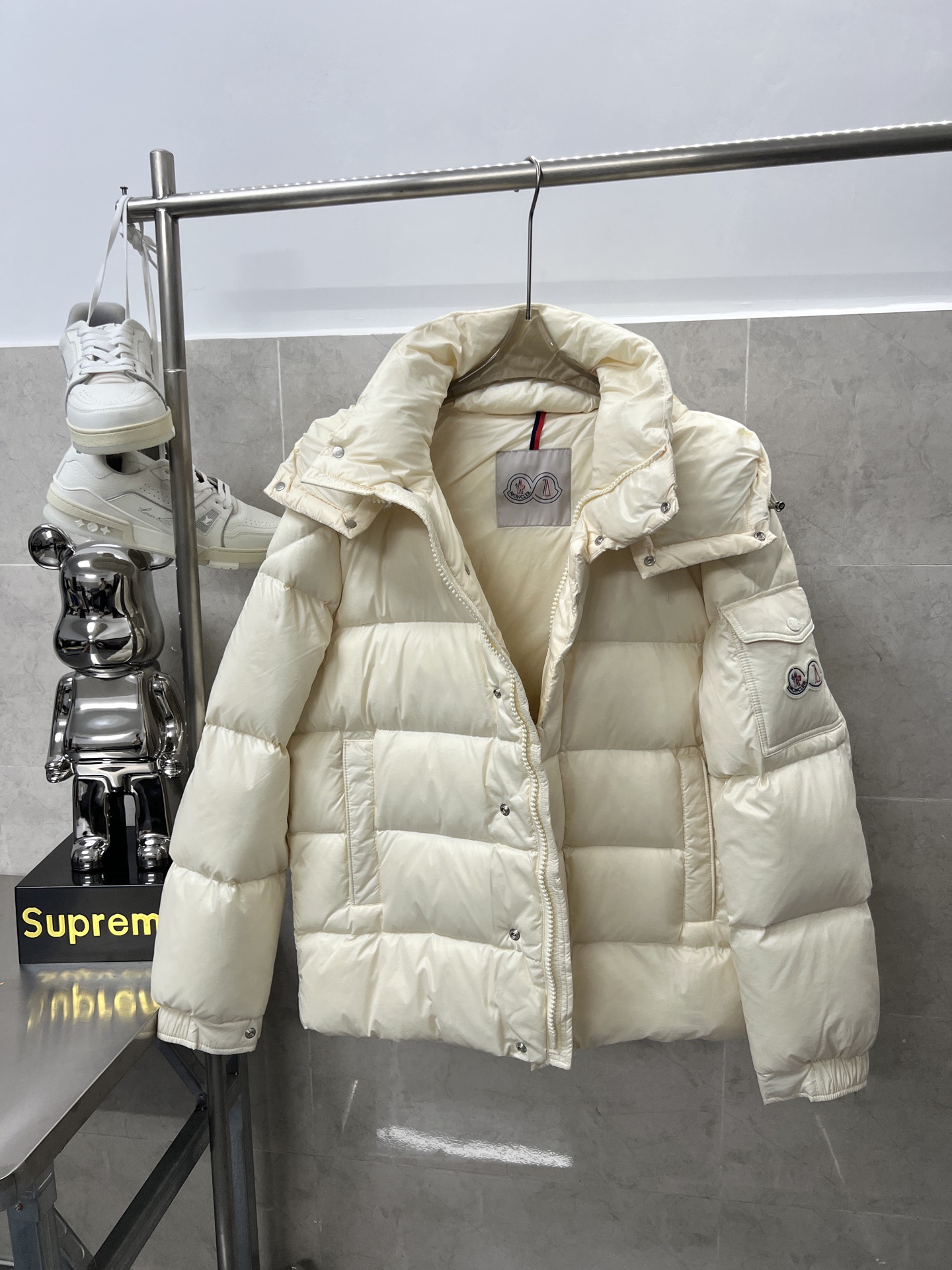 Moncler Down Jacket White Duck Down Black M-l-xl