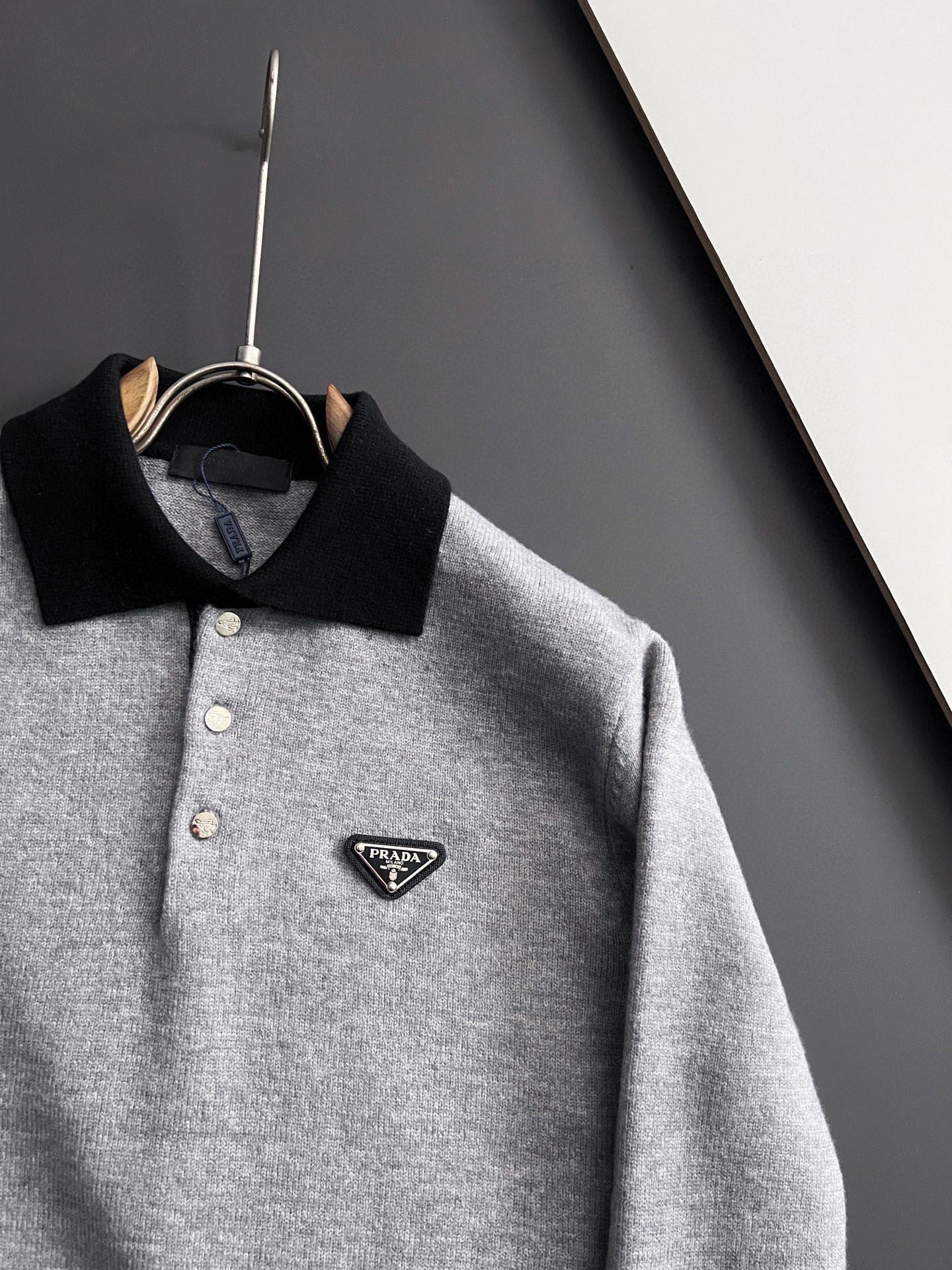 Prada Couple Basic Clothing Wool Gray M-xl