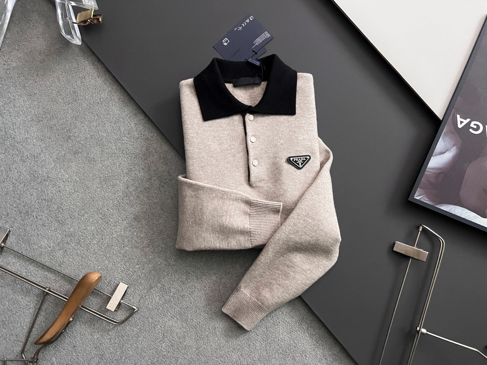 Prada Couple Basic Clothing Wool Gray M-xl