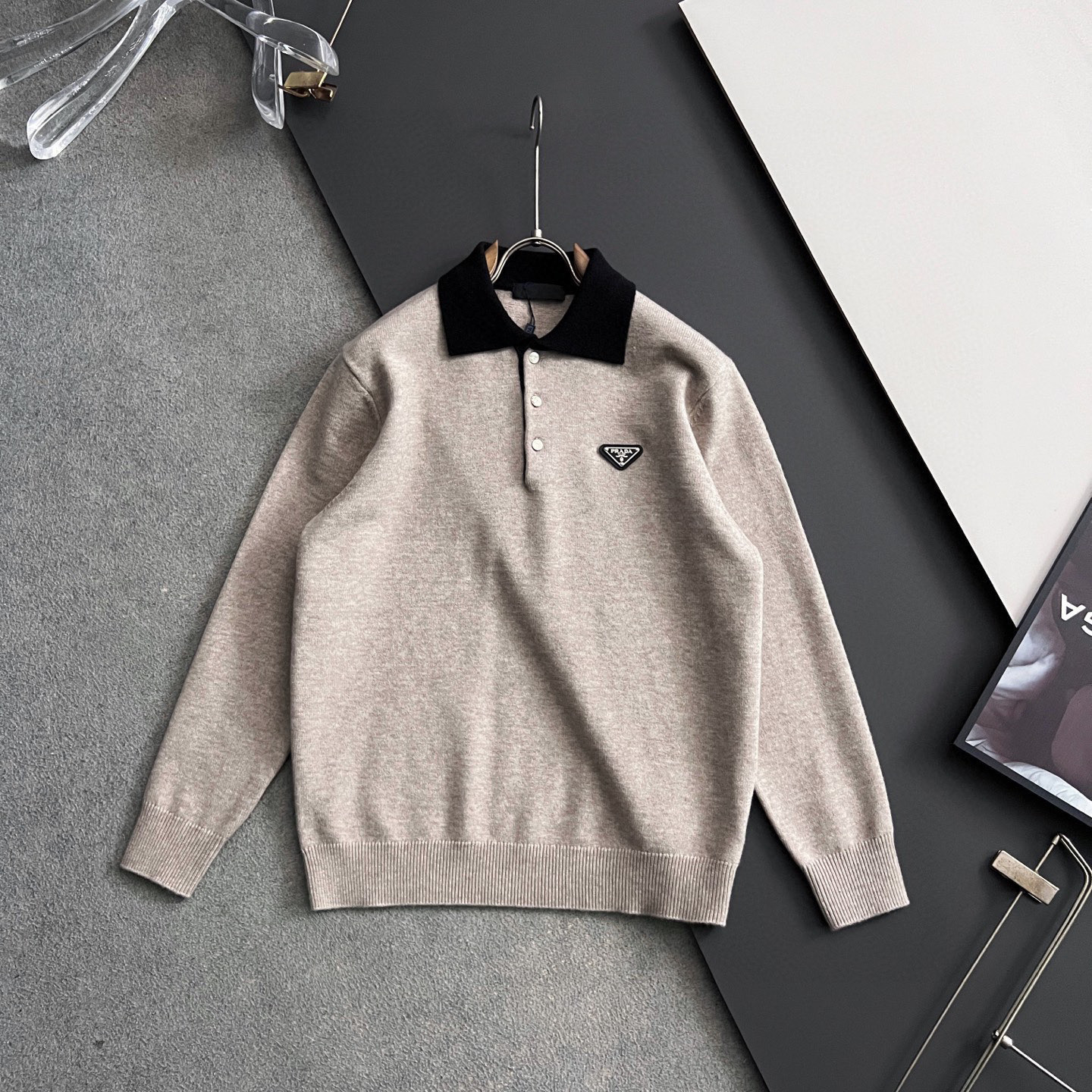 Prada Couple Basic Clothing Wool Gray M-xl