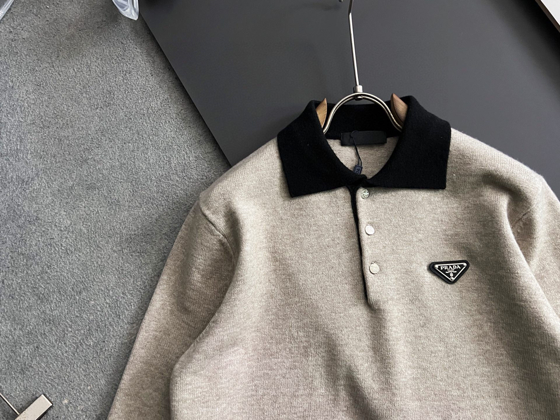 Prada Couple Basic Clothing Wool Gray M-xl