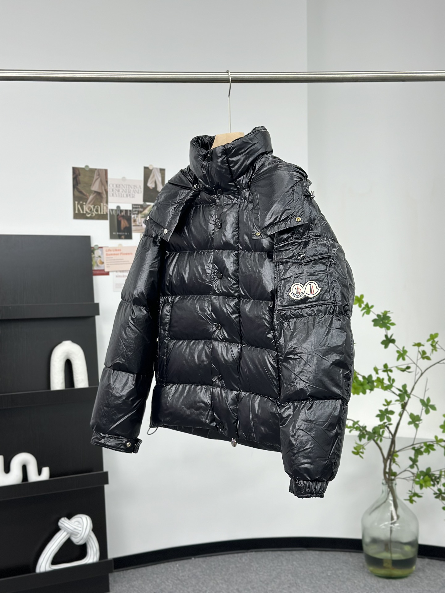 Moncler Down Jacket White Duck Down Black M-l-xl