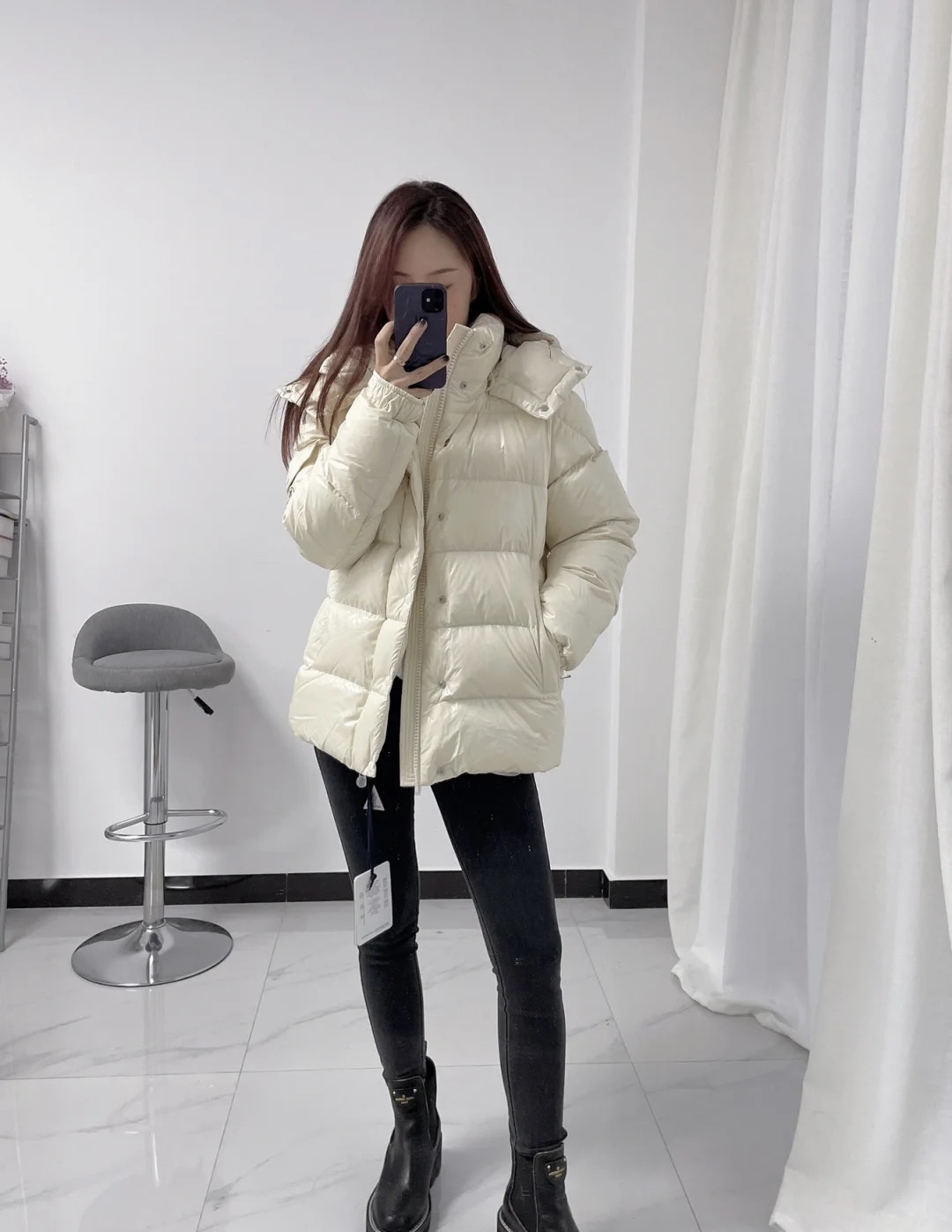 Moncler Down Jacket White Duck Down Black M-l-xl