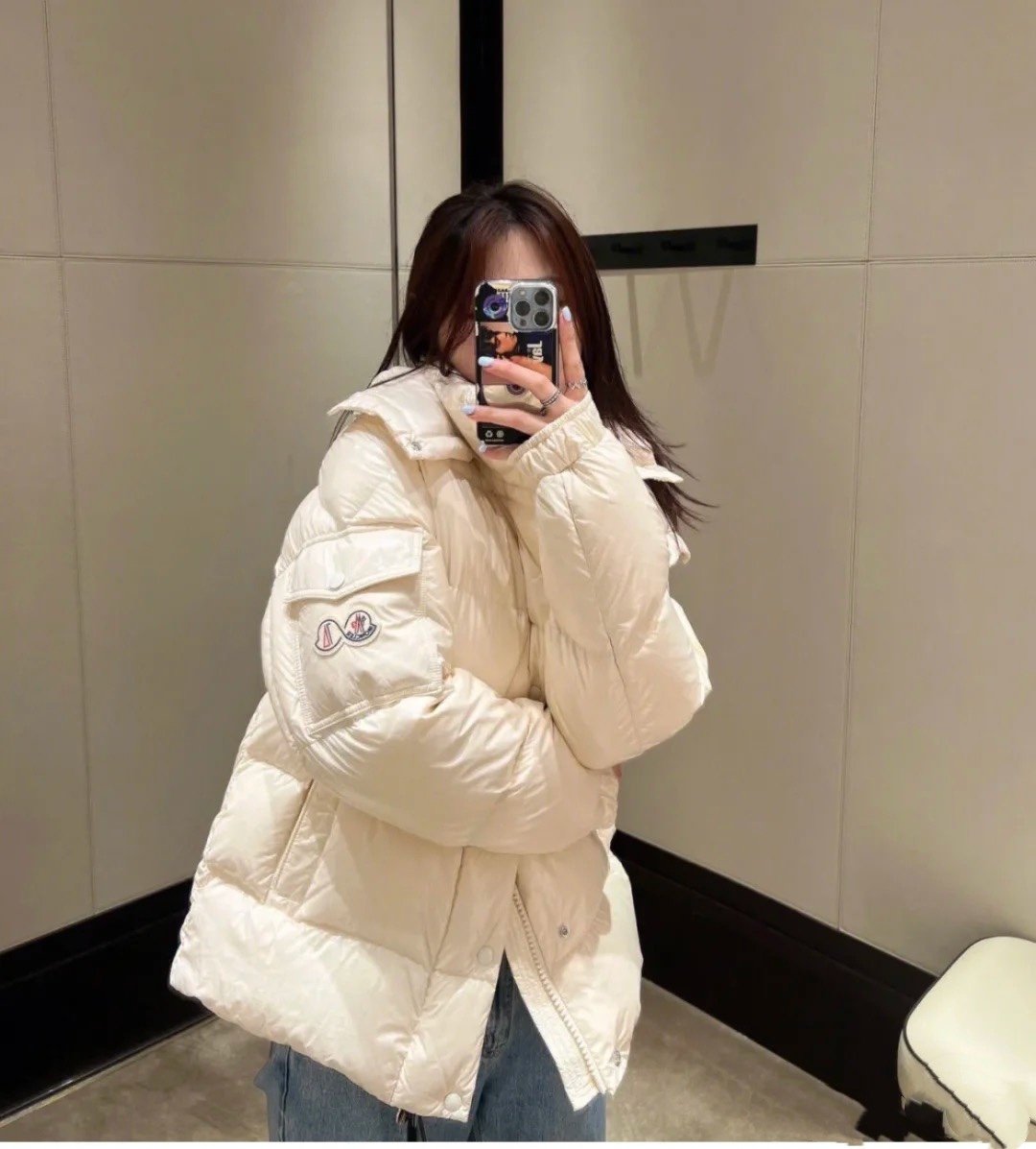 Moncler Down Jacket White Duck Down Black M-l-xl