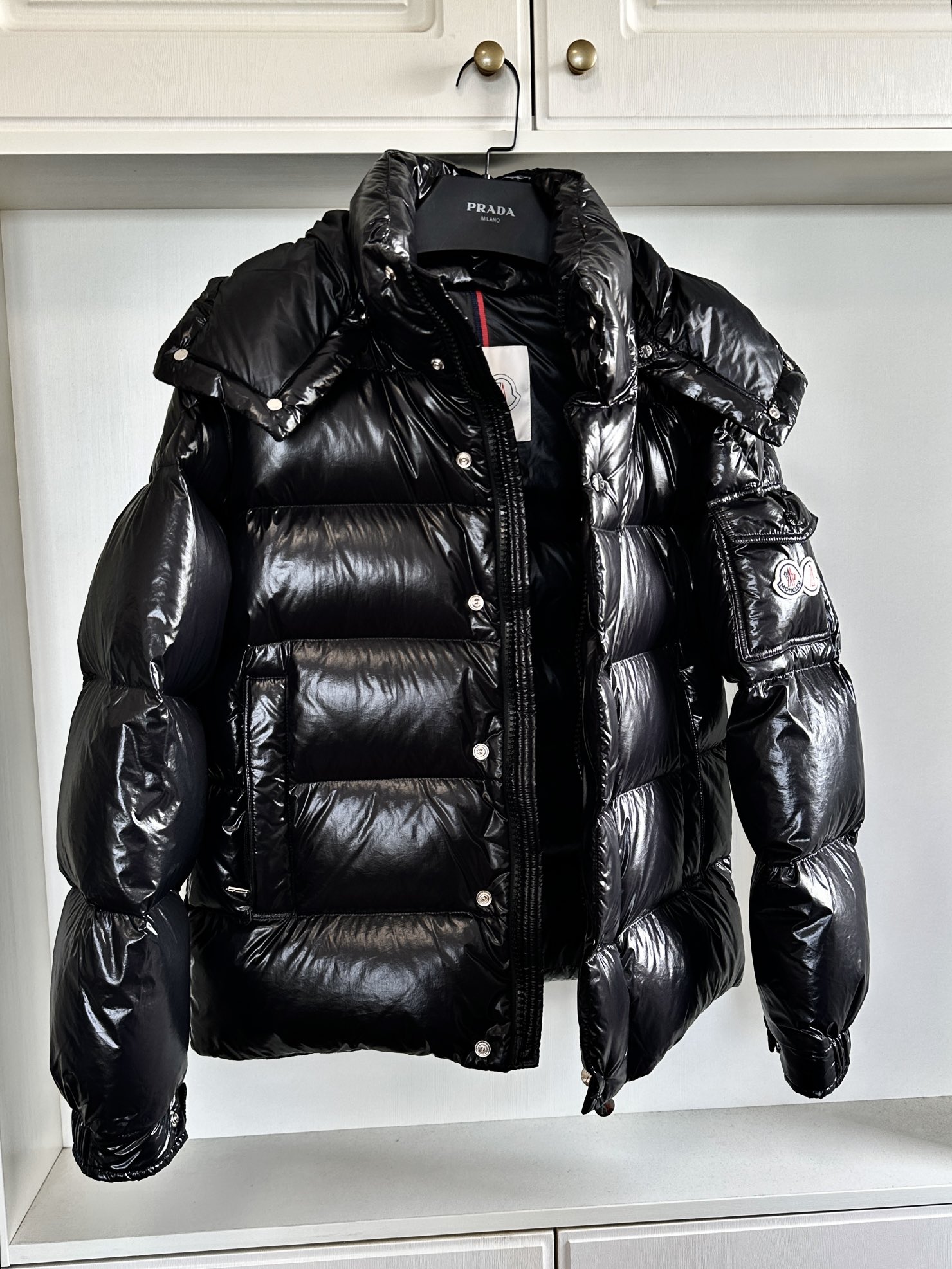 Moncler Down Jacket White Duck Down Black M-l-xl