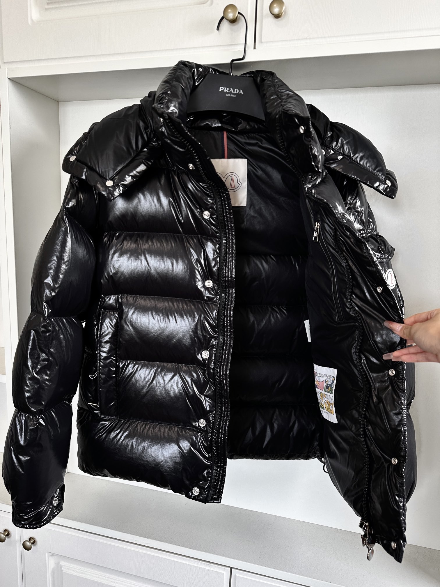 Moncler Down Jacket White Duck Down Black M-l-xl