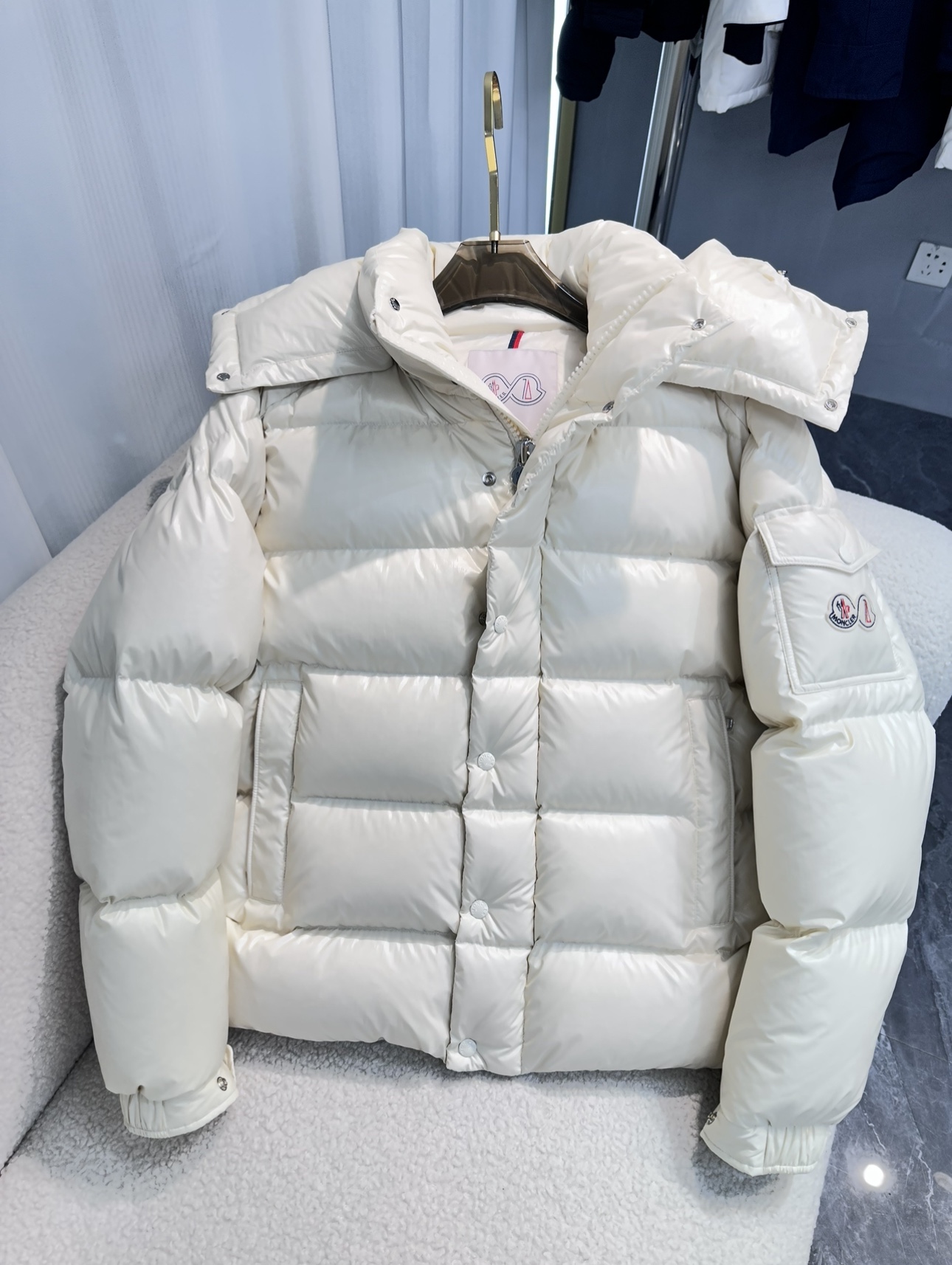 Moncler Down Jacket White Duck Down Black M-l-xl
