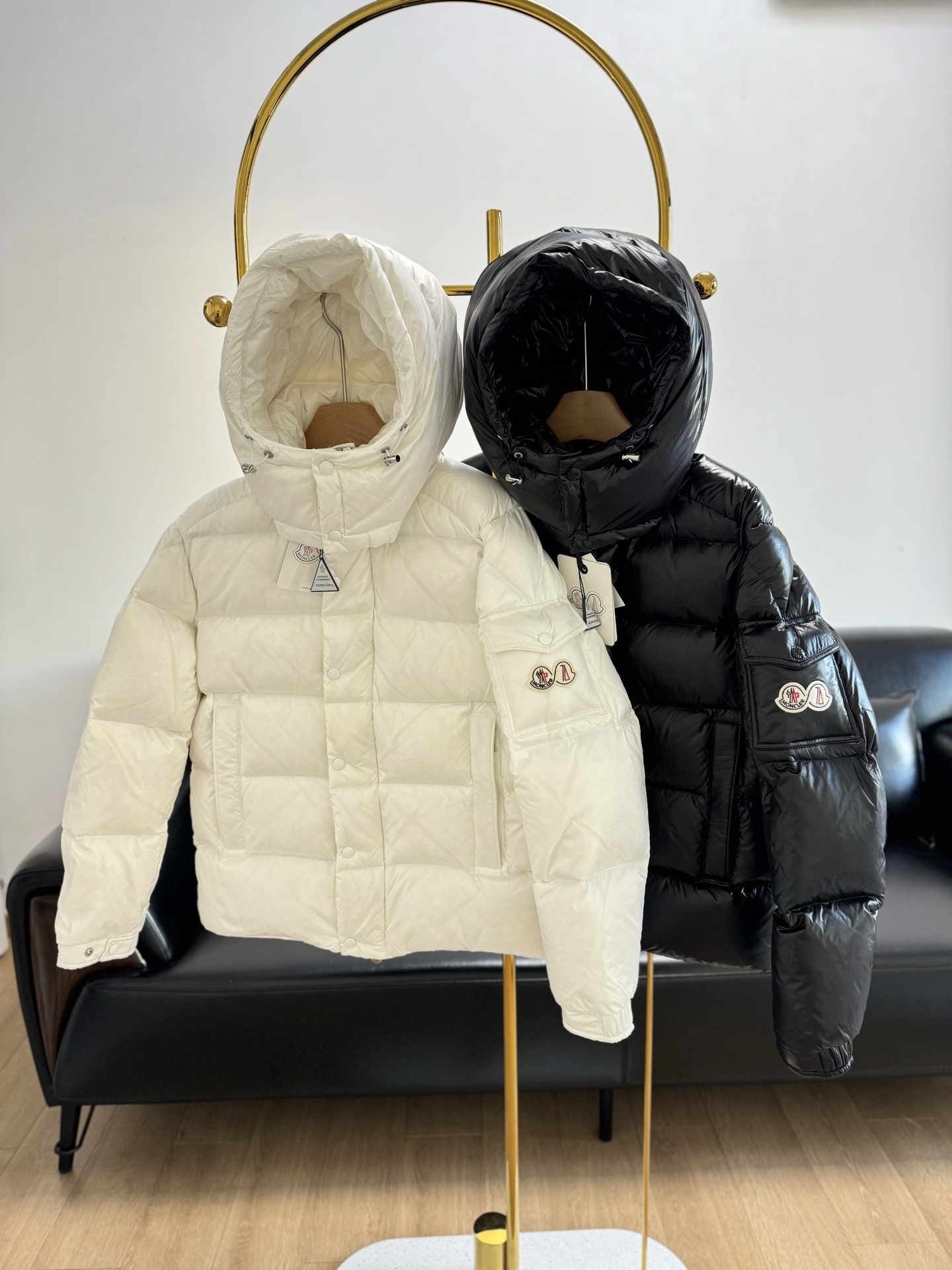 Moncler Down Jacket White Duck Down Black M-l-xl