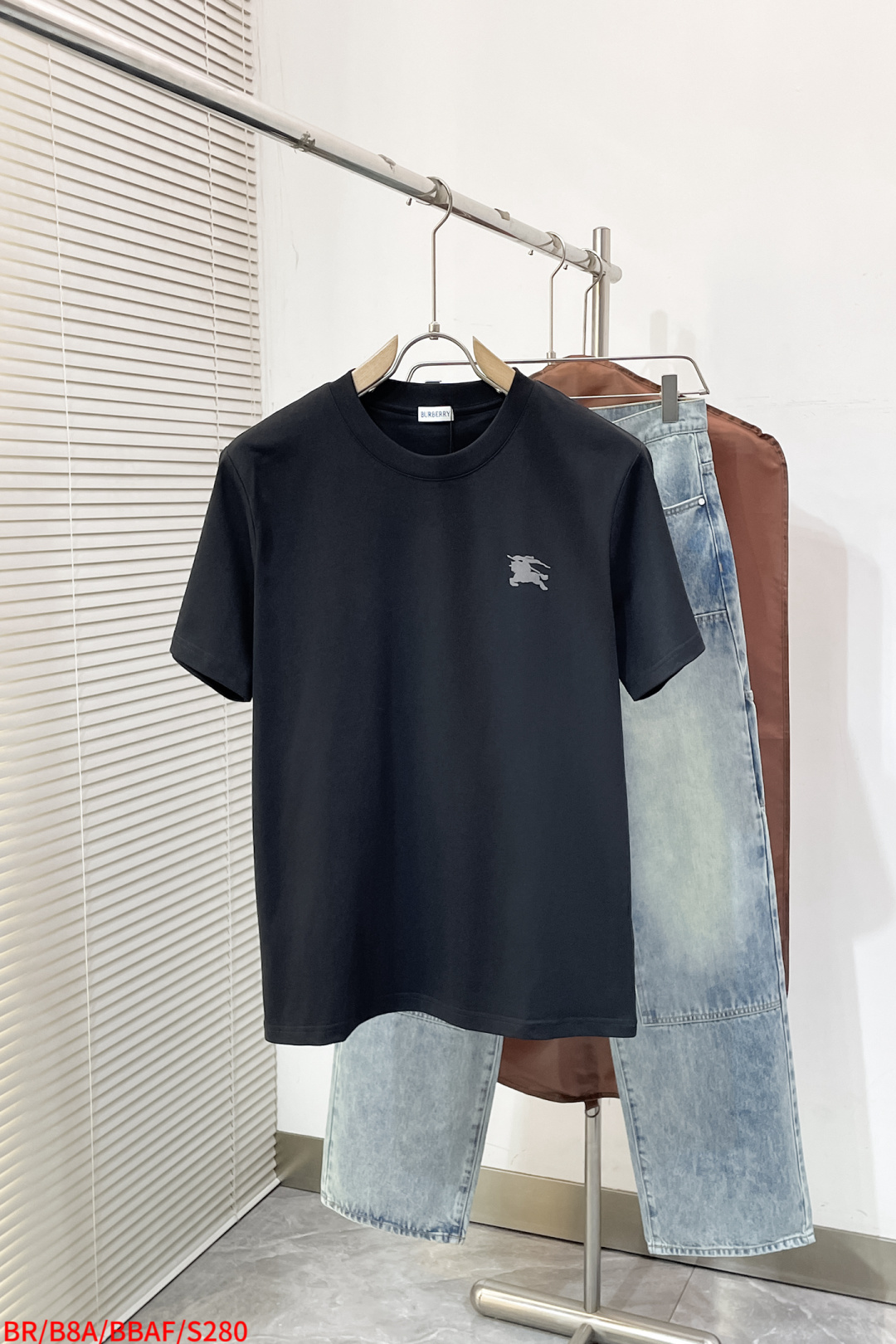 Burberry Couple Basic Clothing Cotton Black Printed S-xl