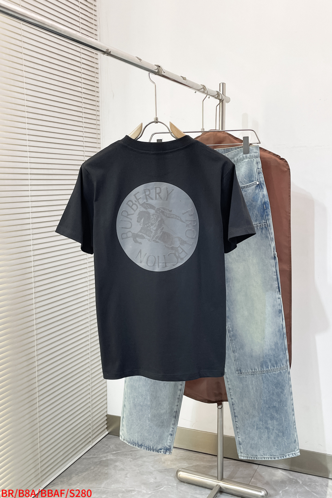 Burberry Couple Basic Clothing Cotton Black Printed S-xl