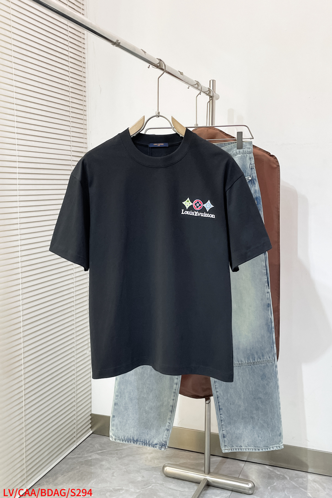 Louis Vuitton Couple Basic Clothing Cotton Black Loose Fit S-l-xl