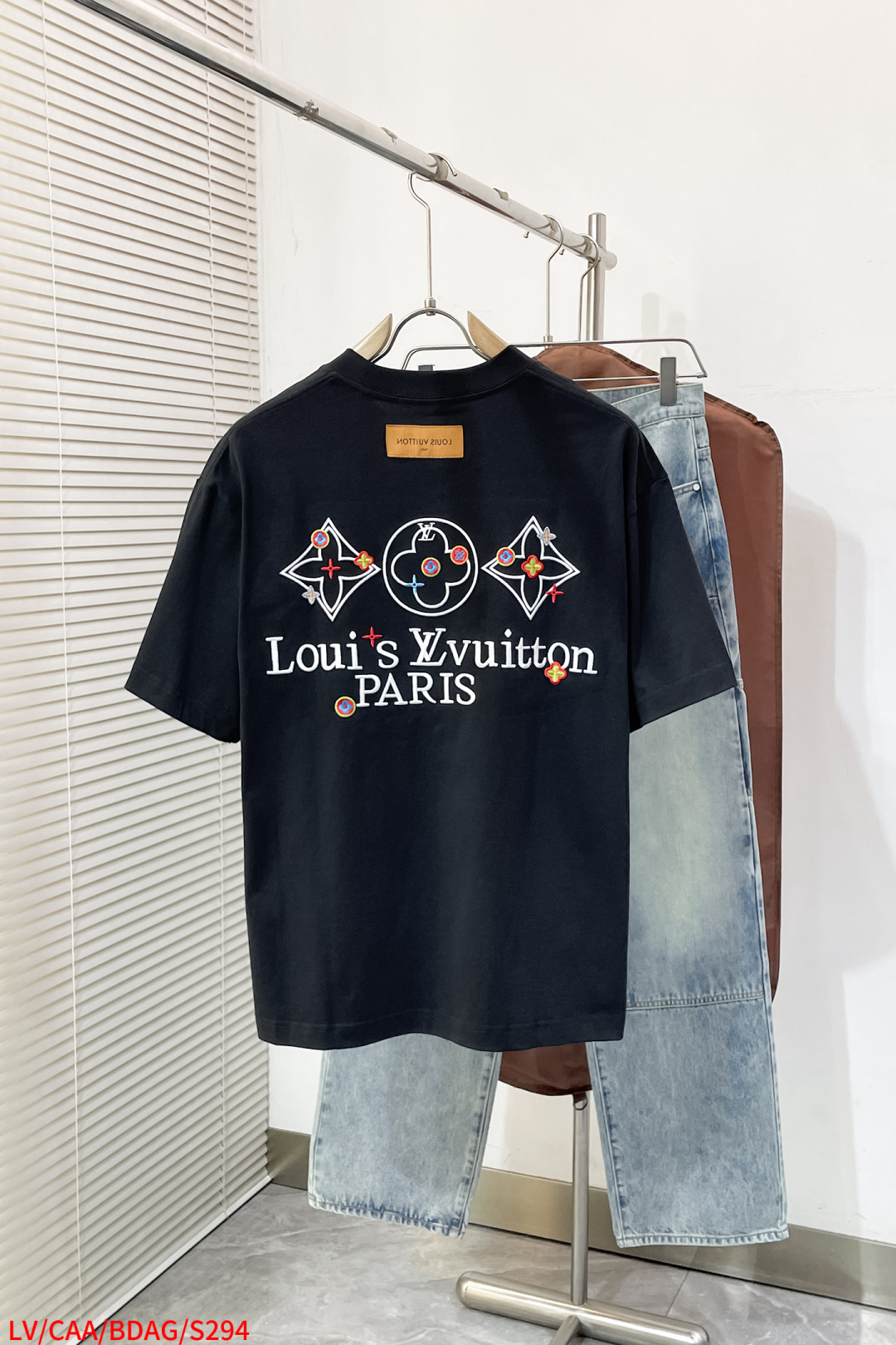 Louis Vuitton Couple Basic Clothing Cotton Black Loose Fit S-l-xl