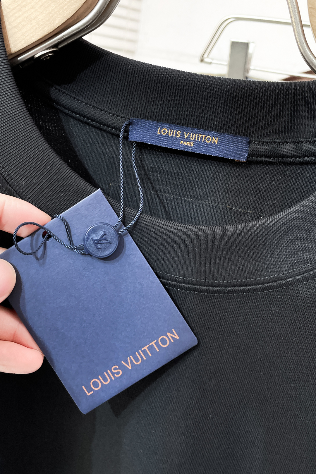 Louis Vuitton Couple Basic Clothing Cotton Black Loose Fit S-l-xl