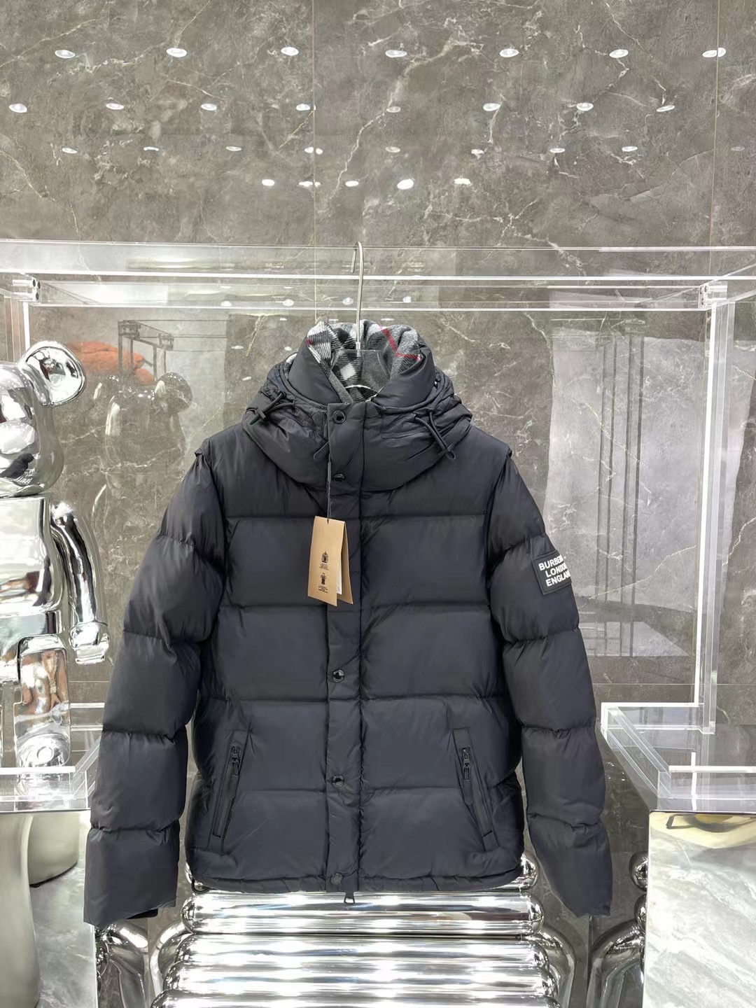 Burberry Couple Vest Cashmere Black Hooded S-m-l-xl